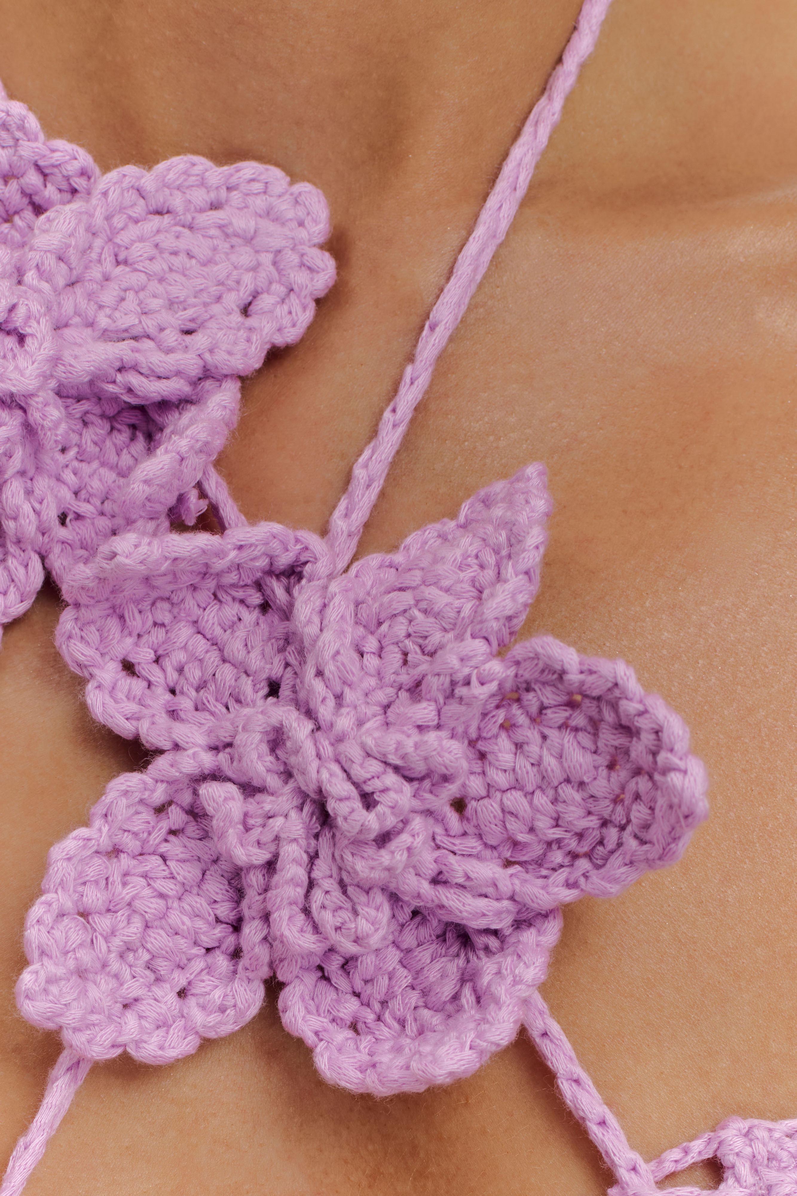 River Floral Crochet Bikini Top - Lilac、mySite、solidvoid