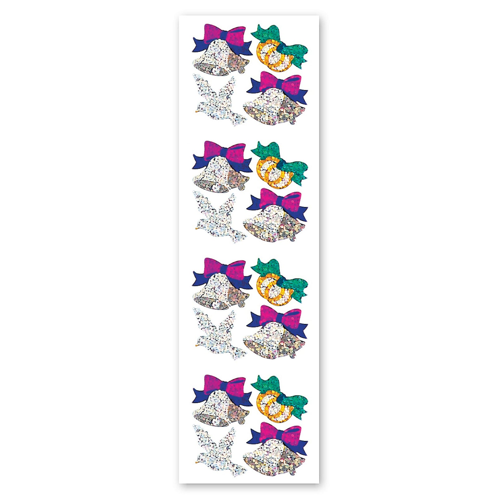  Wedding Bells, Dove & Rings Sparkly Prismatic Stickers - Packaged、mySite、ghnorth