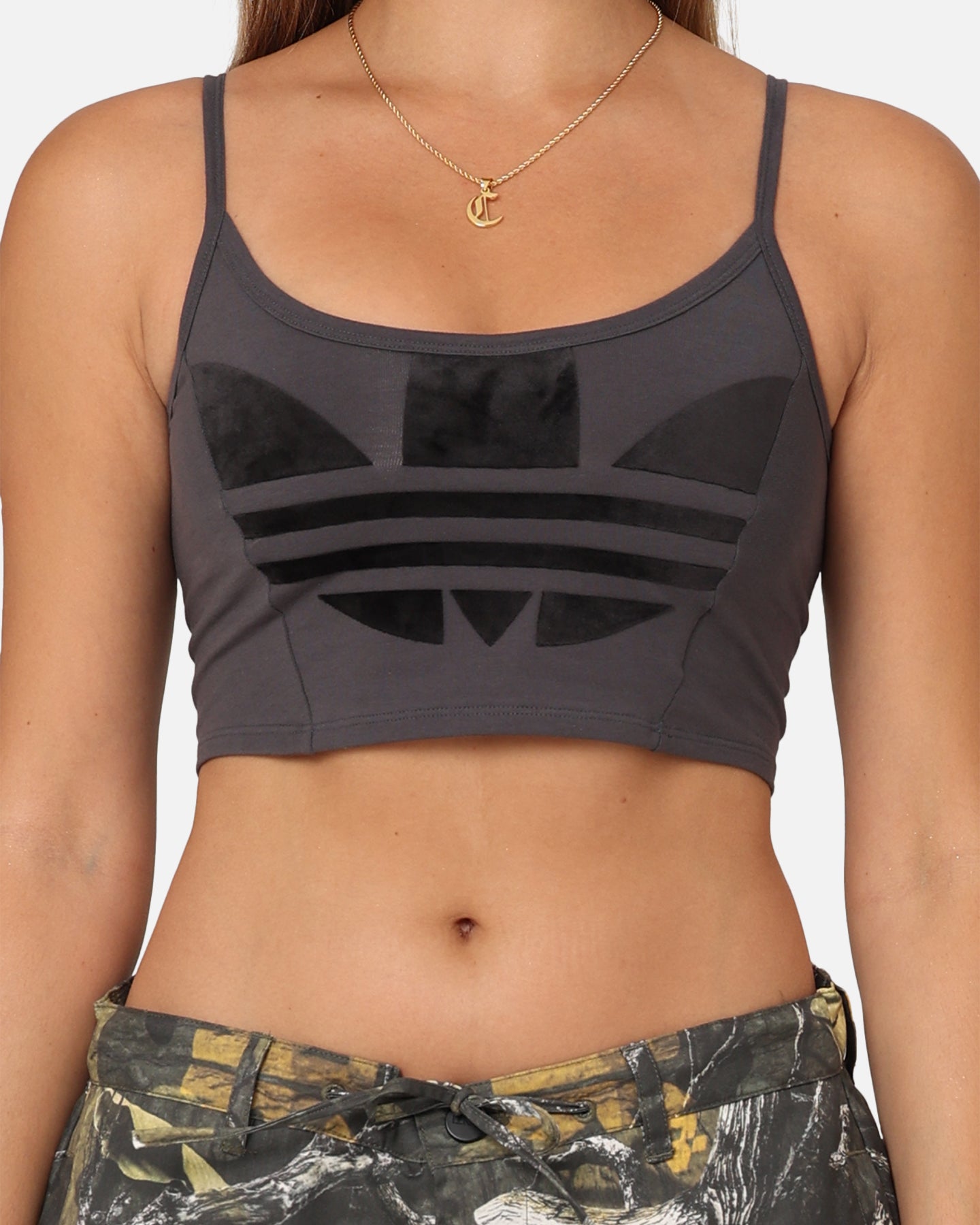 Adidas Women's Large Trefoil Bra Top Grey Six、mySite、zt4zffjzw