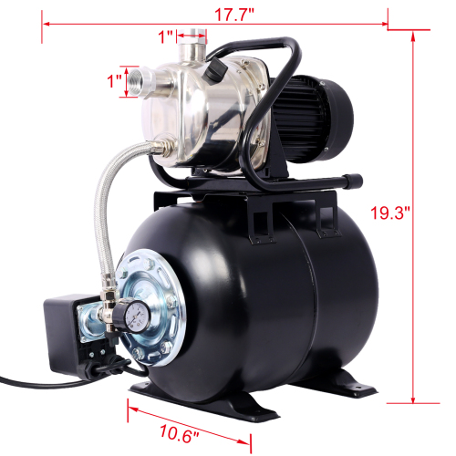 1.6HP Shallow Well Pump with Pressure Tank,garden water pump, Irrigation Pump,Automatic Water Booster Pump for Home Garden Lawn Farm、、eastwooduniform