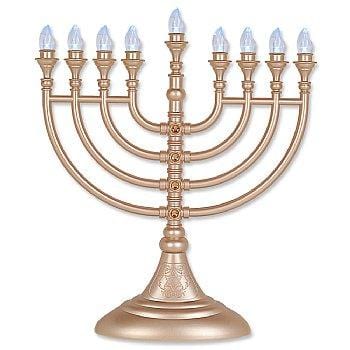 Matte Gold Crystal-Flake L.E.D Battery Menorah with Crystals、mySite、topwebapps