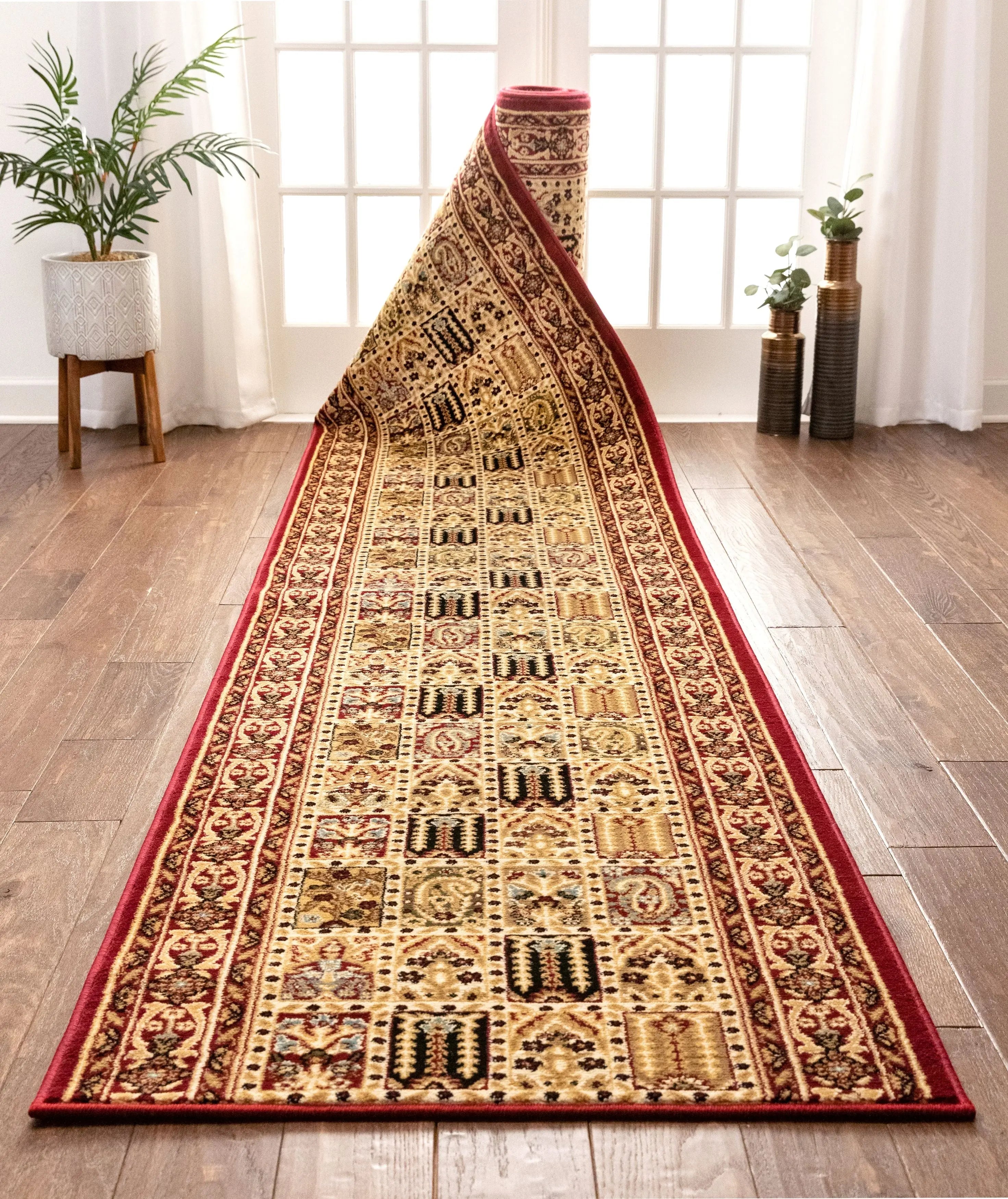 Cordelia Garden Custom Size Runner Traditional Red Choose Your Width x Choose Your Length Hallway Runner Rug、mySite、gigharbornorthrealestate