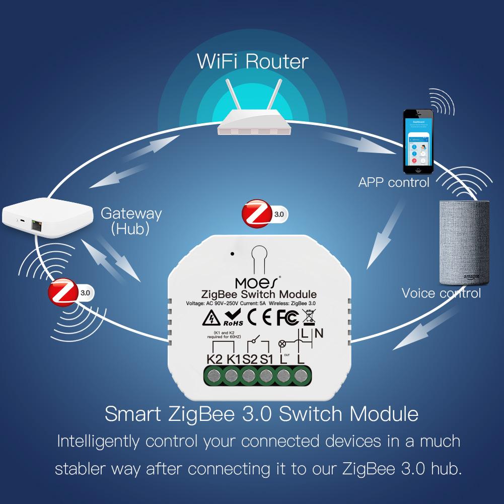 ZigBee Smart Light Switch Module Tuya No Neutral Wire 2 Way Required 2MQTT Relay、mySite、fannypackpong