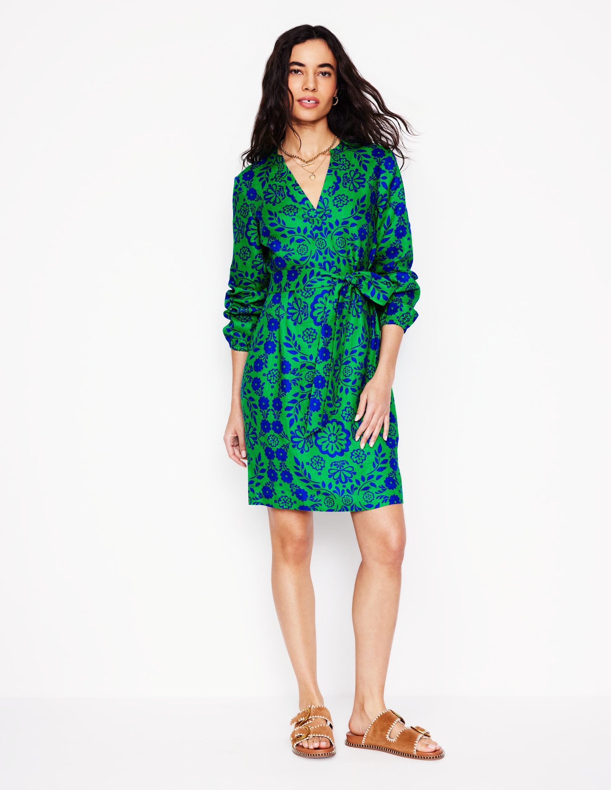  Cleo Tie Waist Linen Dress-Aleo, Structured Meadow、mySite、ashleygrahame