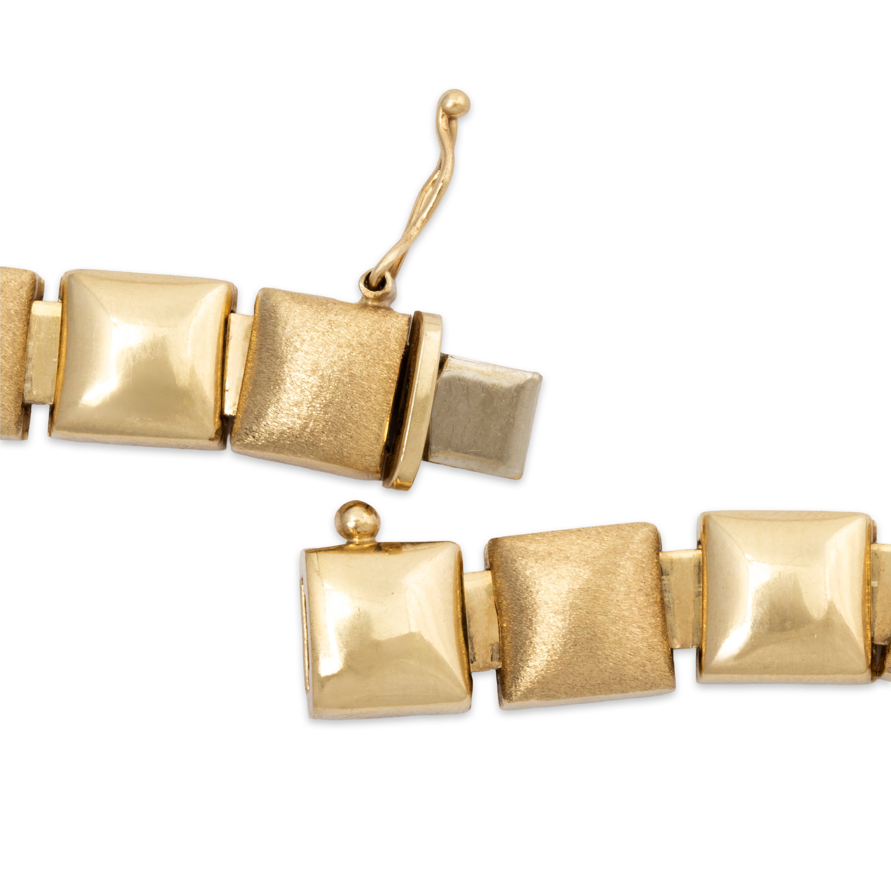 Vintage Italian 14k Yellow Gold Brushed & Polished Statement Necklace 17、mySite、hinf8tx79