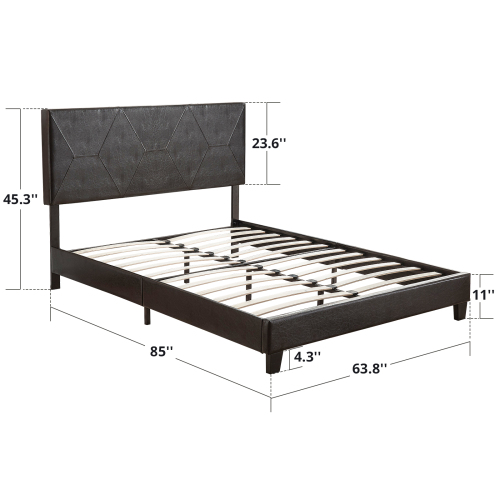 King Size Upholstered Platform Bed Frame with Button Tufted Linen Fabric Headboard, No Box Spring Needed, Wood Slat Support, Easy Assembly, Gray、、casual