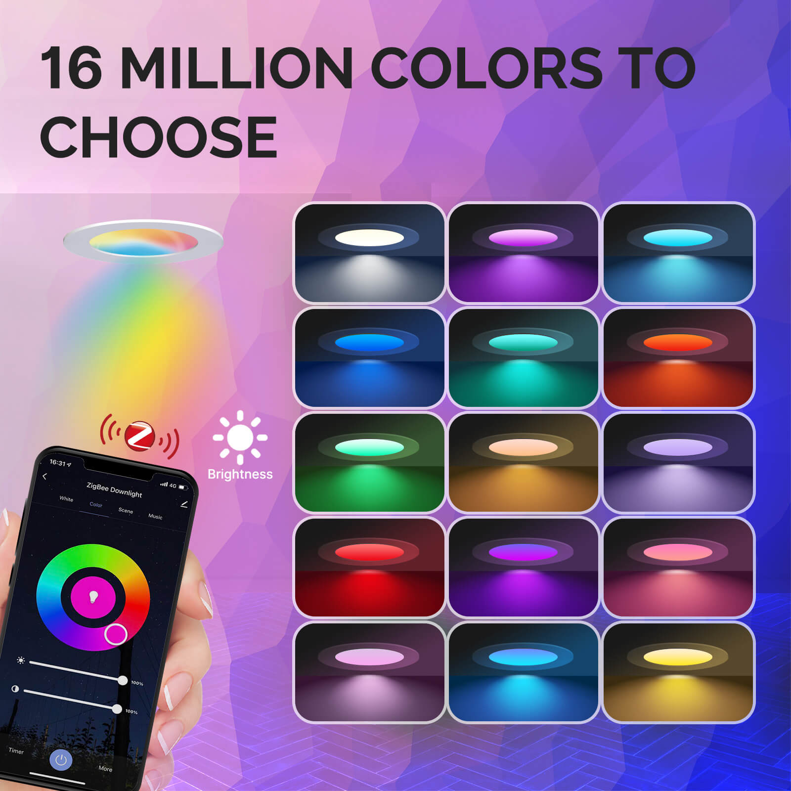 MOES ZigBee Downlight Tuya Dimming Spot lamp 6W RGB Change Warm Cool light、mySite、fannypackpong