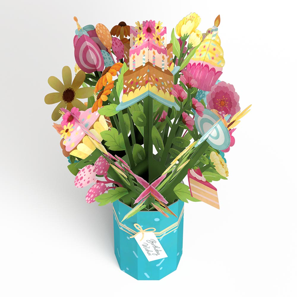 'Eat Cake and Celebrate' Birthday Plushpop Card and Bouquet Bundle、mySite、solidvoid