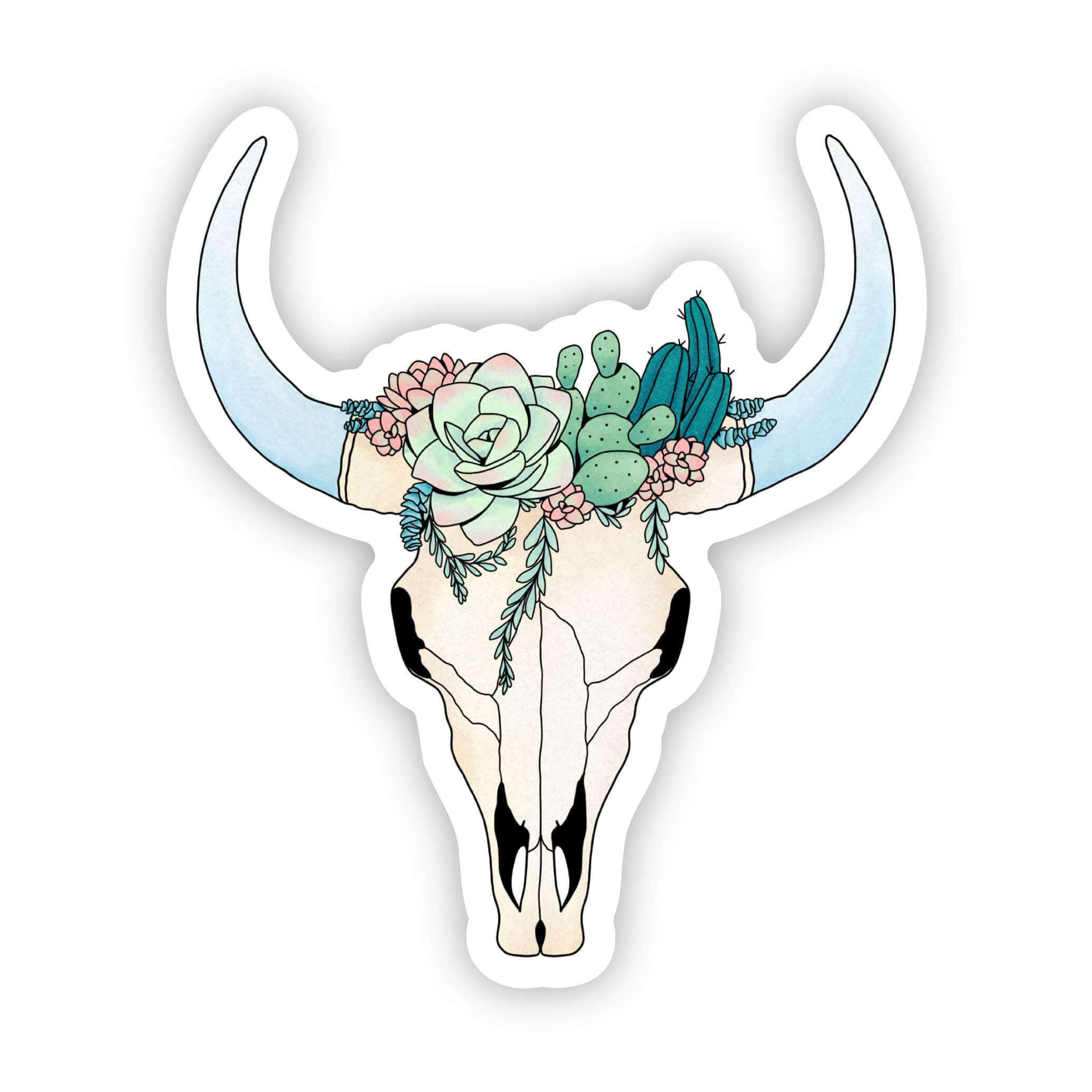  Longhorn Skull With Succulents Sticker、mySite、ghnorth