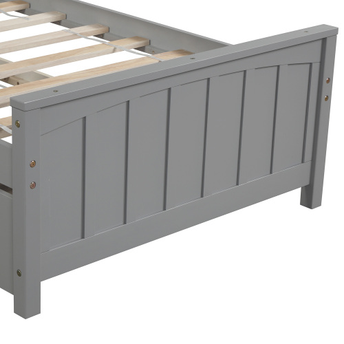 Twin size Platform Bed with Trundle, White、、casual