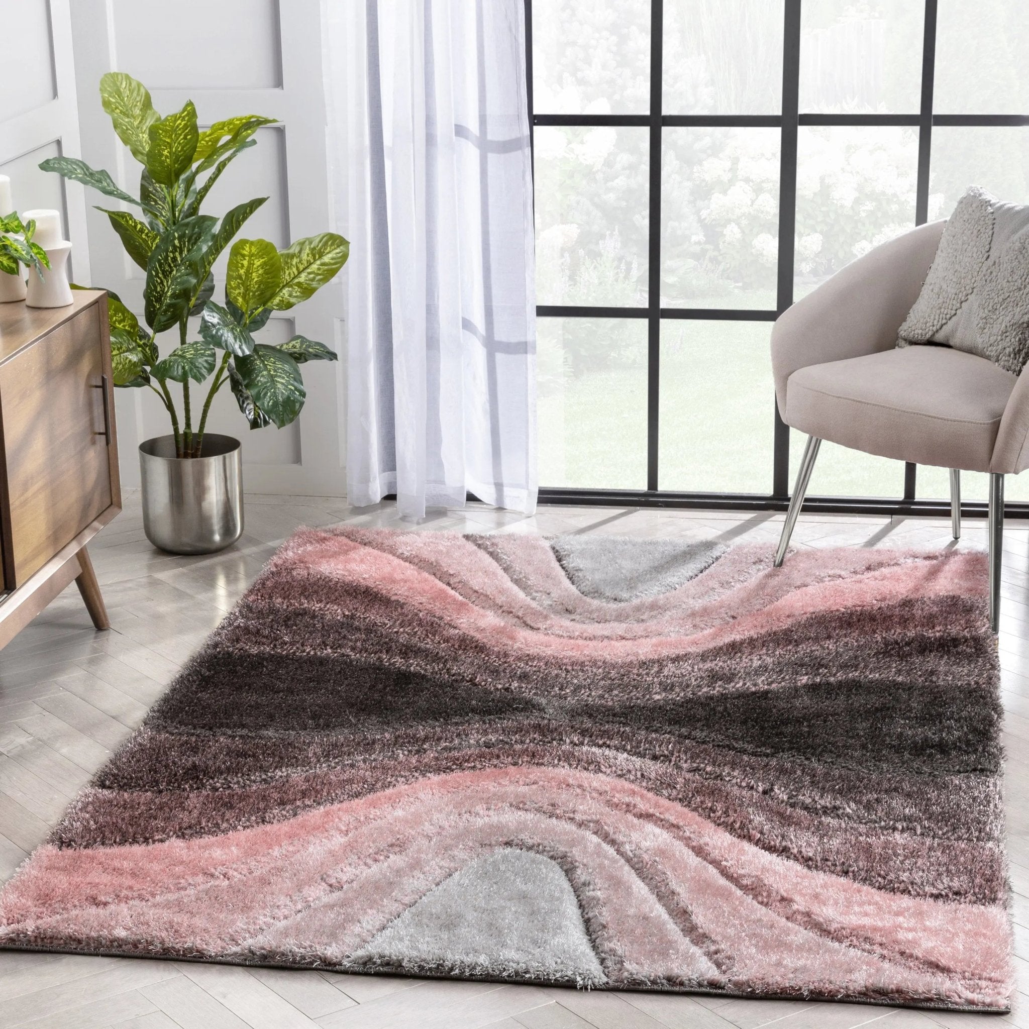 Luz Modern Geometric Blush 3D Textured Thick & Soft Shag Rug、mySite、gigharbornorthrealestate