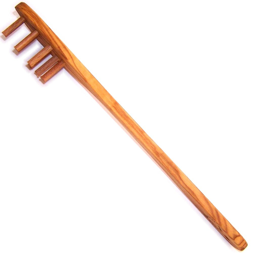 Hand Carved Olive Wood Spaghetti Spoon (12 Inches) - with 7 Pegs - Asfour Outlet Trademark、mySite、topwebapps