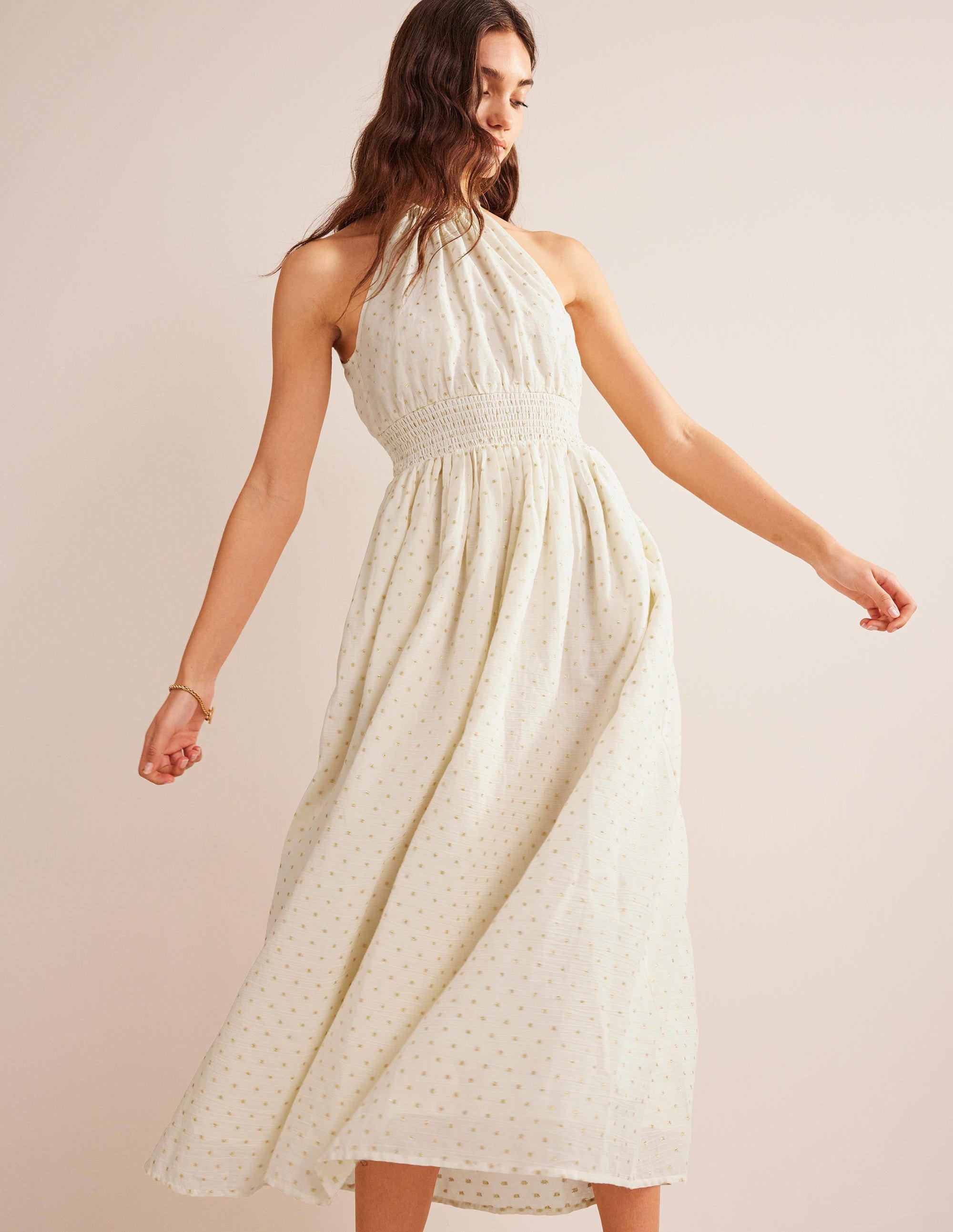  Metallic Detail Maxi Dress-Ivory, Gold Clip、mySite、ashleygrahame