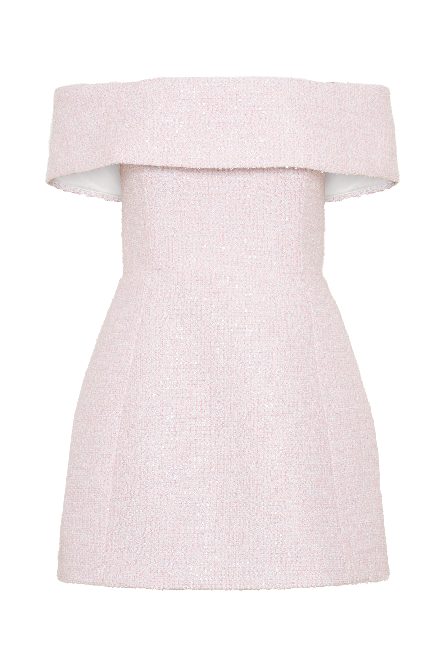 Helena Tweed Off Shoulder Mini Dress - Pink、mySite、solidvoid
