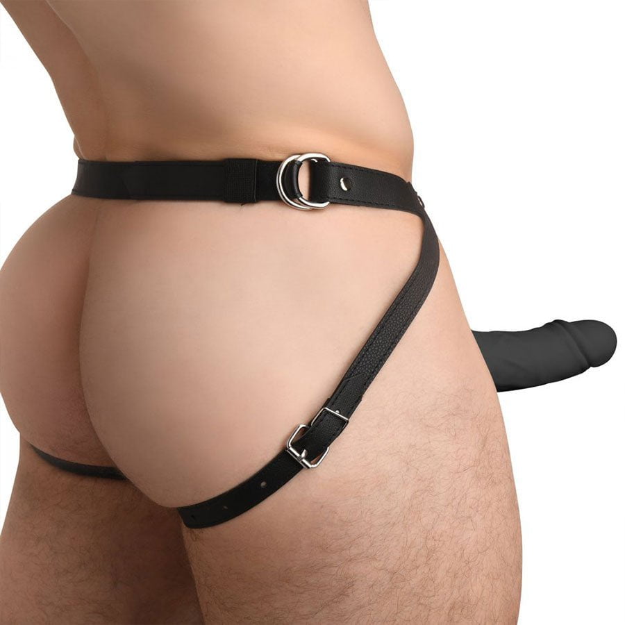 6.3 Inch Realistic Black Silicone Hollow Strap On for Men、mySite、bottomscart