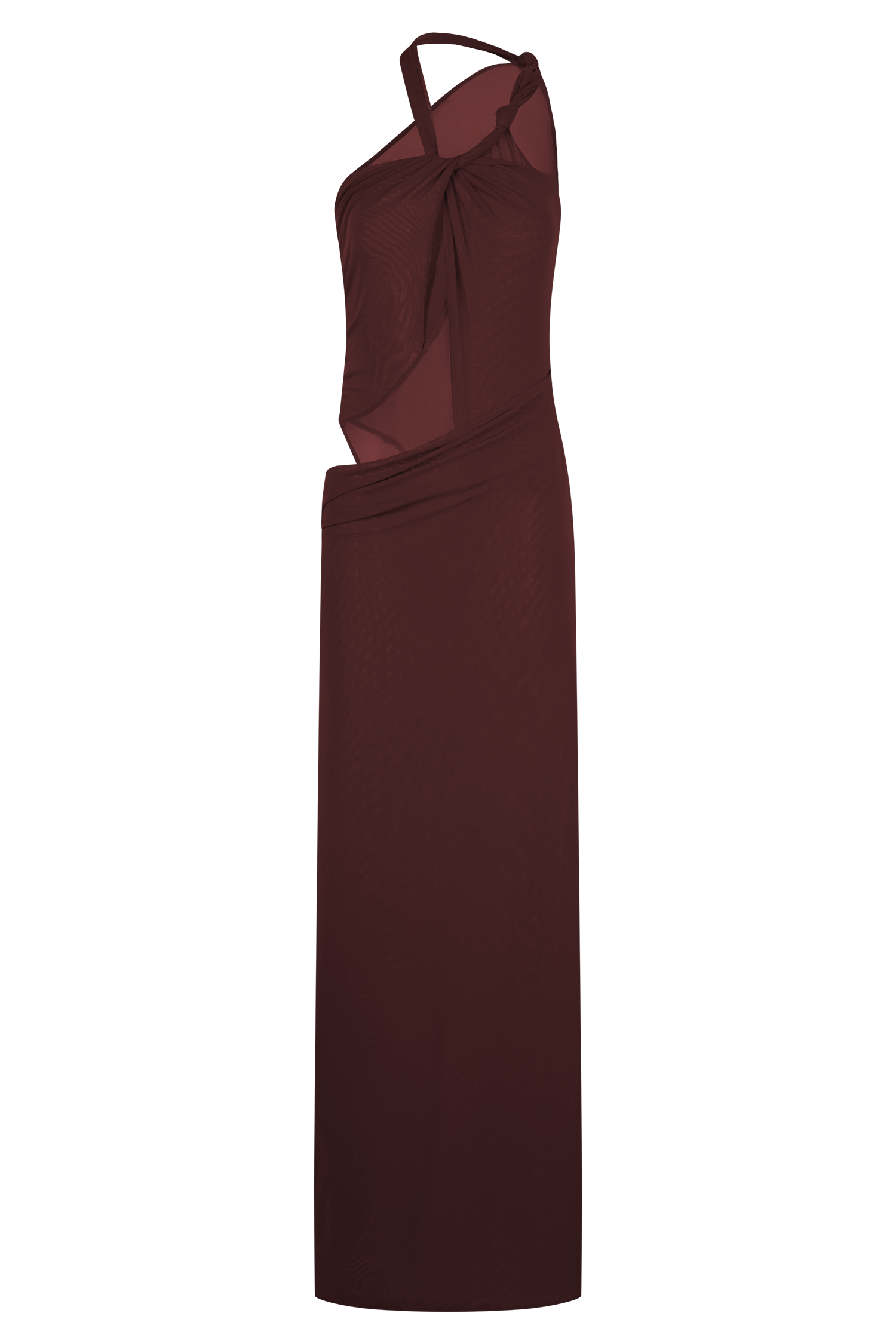 Edwina Knotted Mesh Maxi Dress - Mahogany、mySite、solidvoid