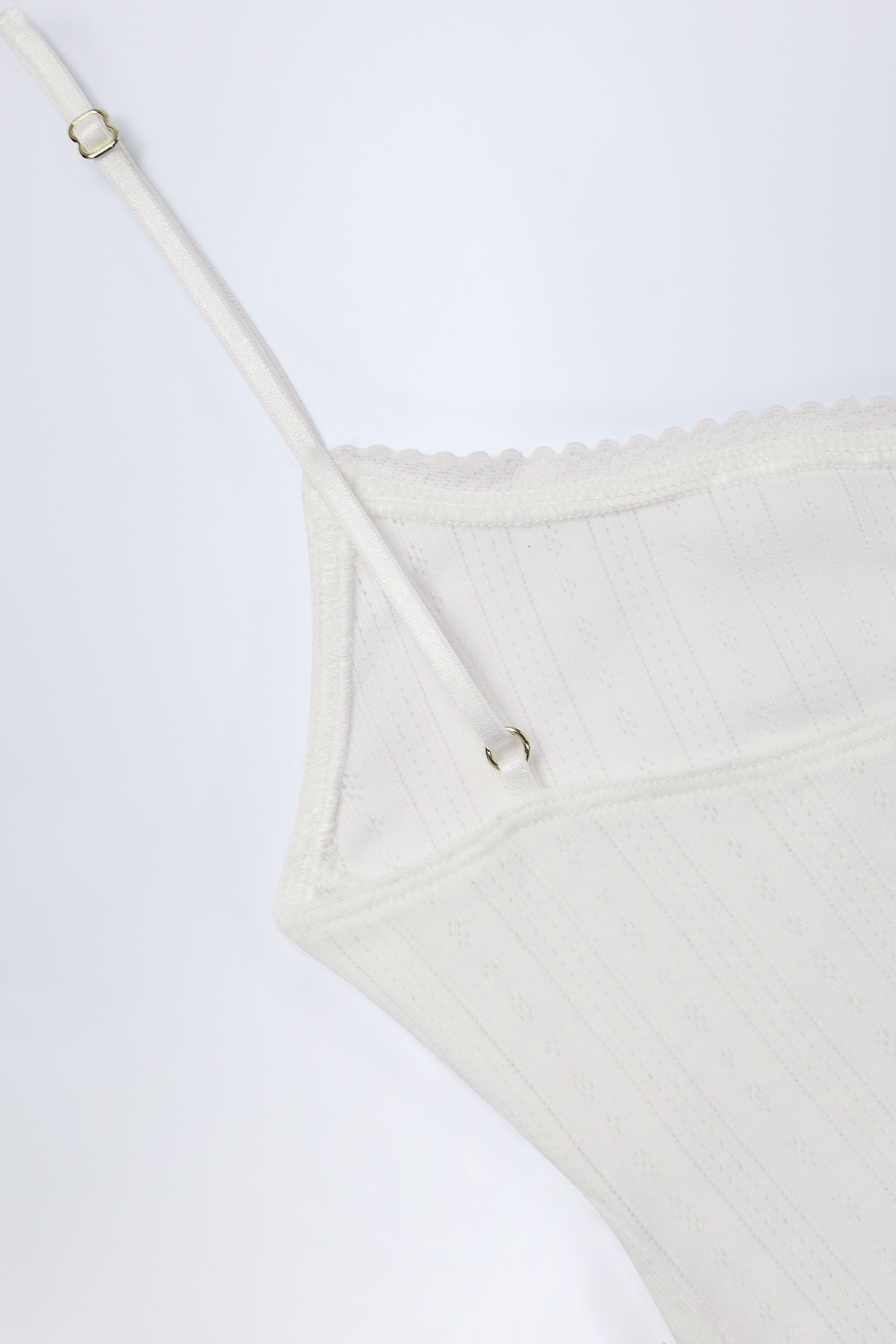  Pointelle Ruched Camisole Crop Top in White、mySite、sugarbowlscore