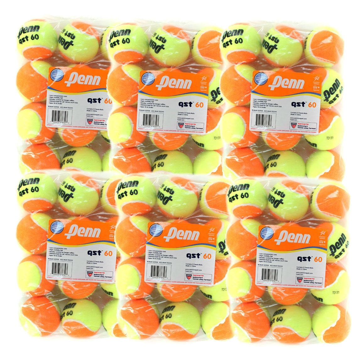 Penn QST 60 Quick Start Orange Junior Tennis Balls - Case of 72