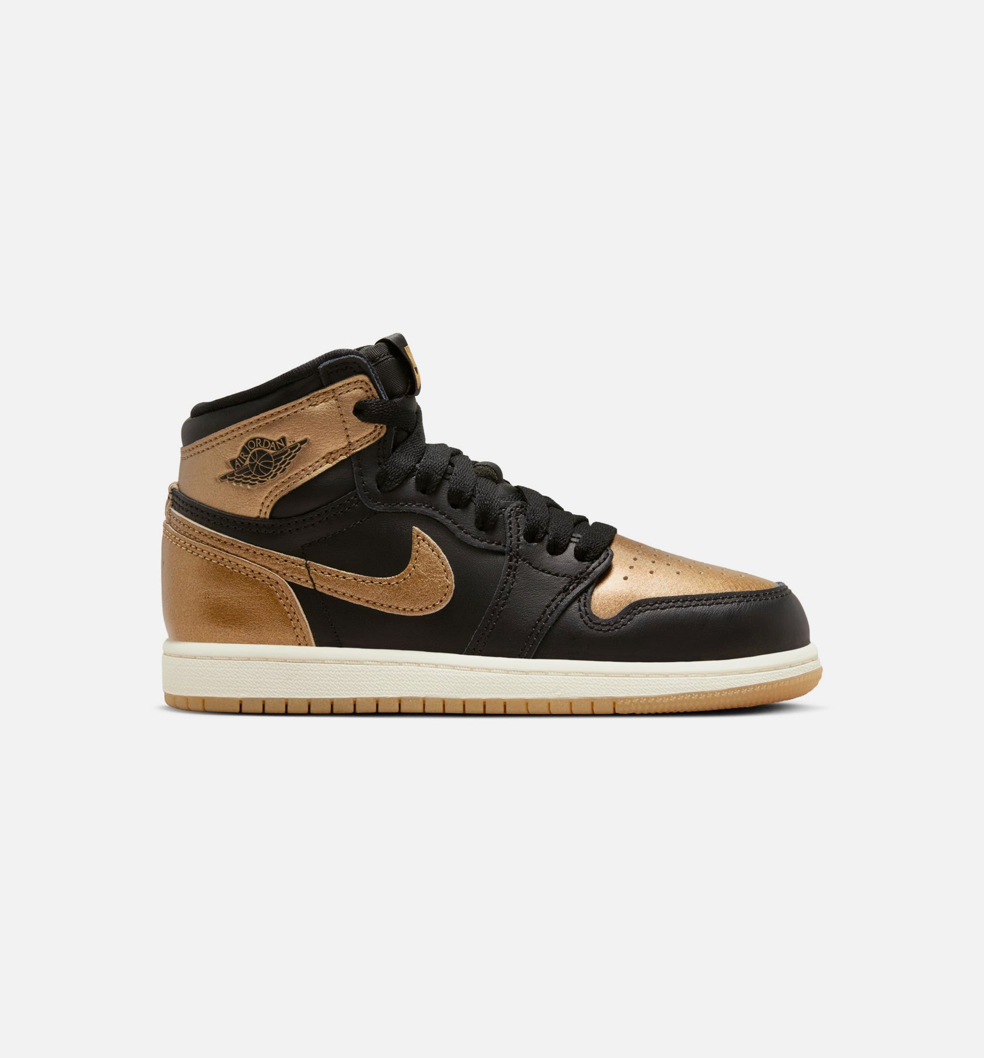 Air Jordan 1 Retro High OG Black and Gold Preschool Lifestyle Shoe - Black/Metallic Gold/Sail、mySite、dreamappss