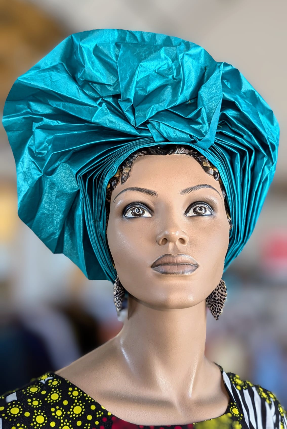 Dupsie's Teal Chinasa African Autogele Ready Gele Head Wrap Crown Headtie Hat DPASGTB5、mySite、solidvoid