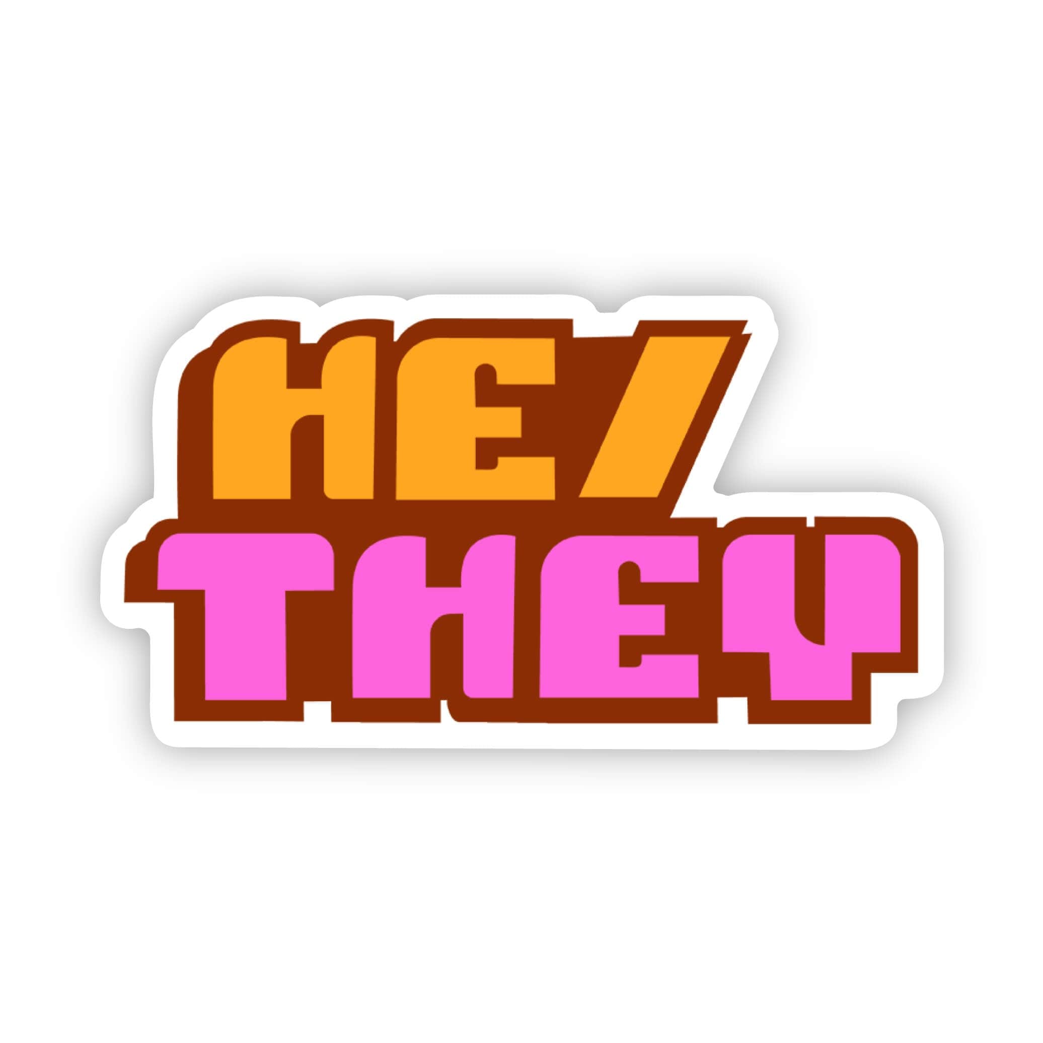  He They Retro Pronouns LGBTQ Pride Sticker、mySite、ghnorth