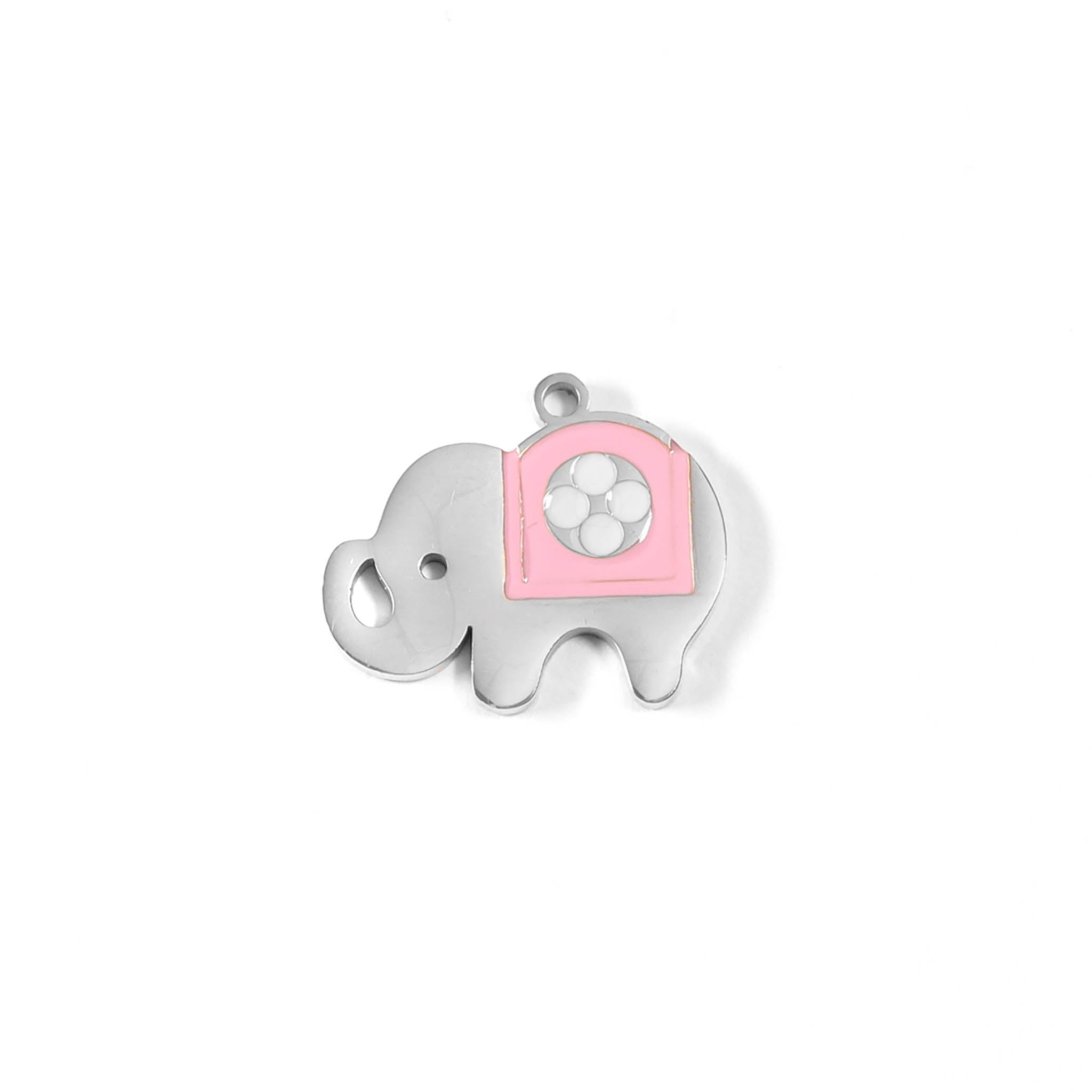 18K Gold PVD Stainless Steel Pink Epoxy Elephant Charm / PDL0073、mySite、dreamappss