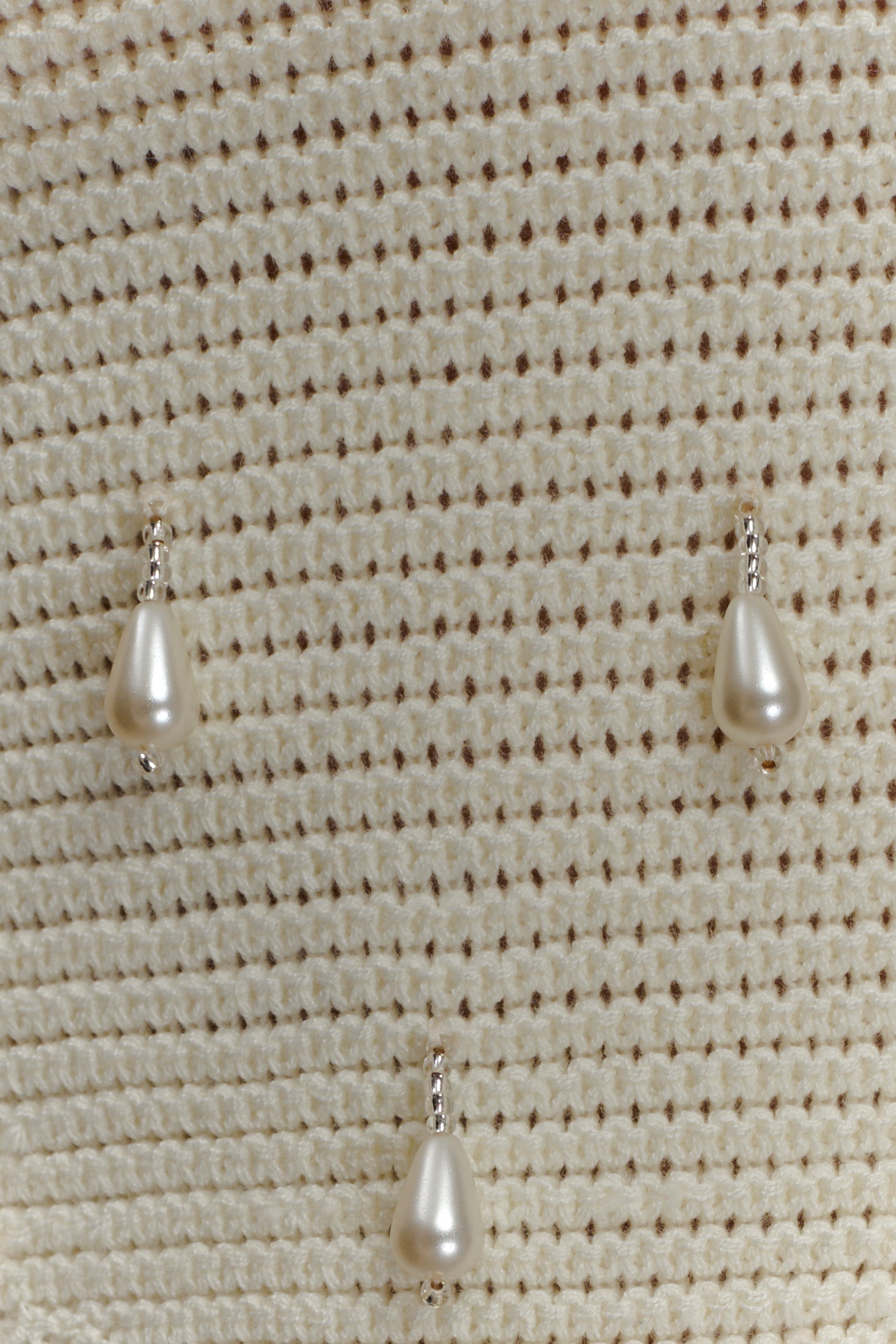 Aletta Knit Pearl Halter Top - Ivory、mySite、solidvoid