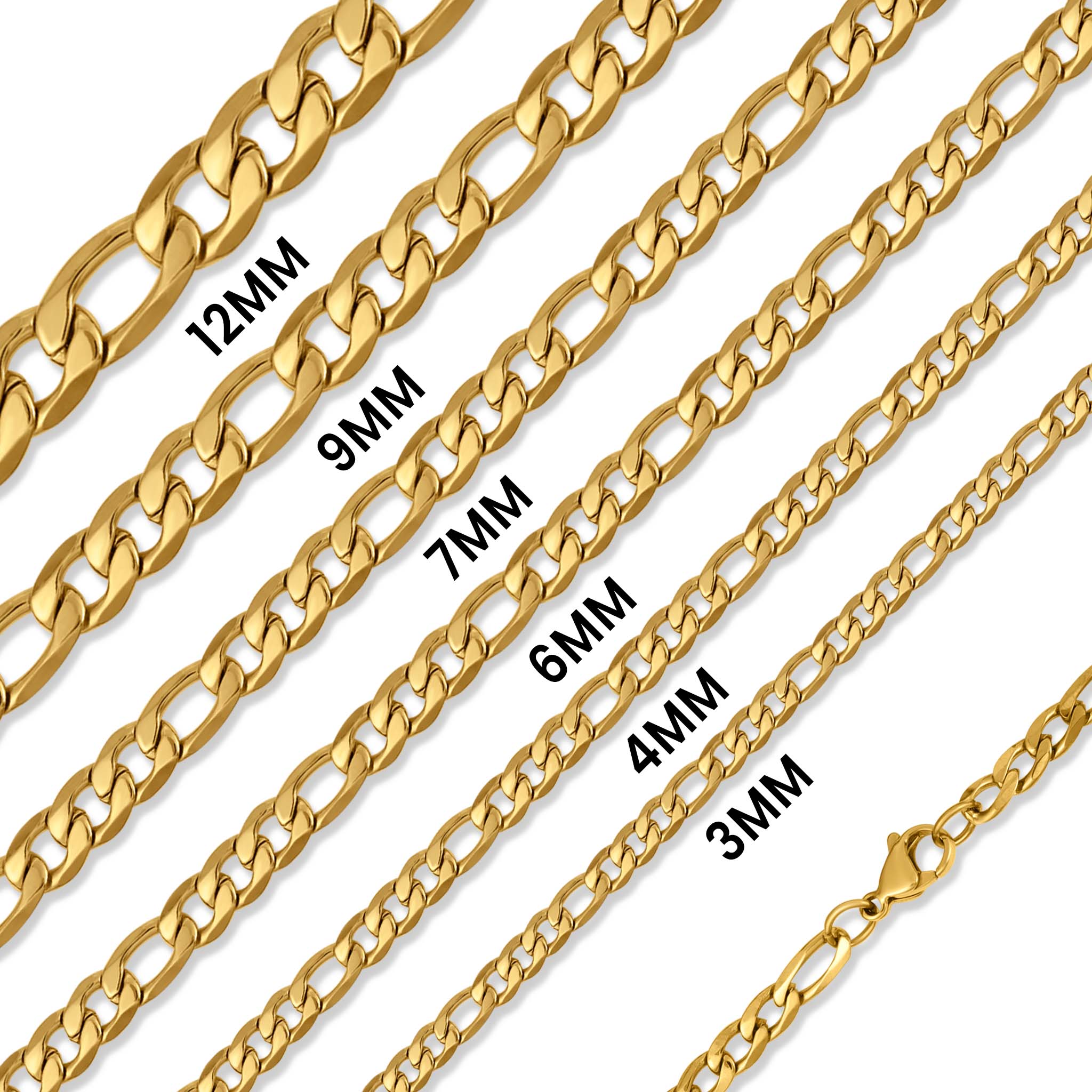 18K Gold PVD Stainless Steel Figaro Chain Necklace / CHN9600、mySite、dreamappss