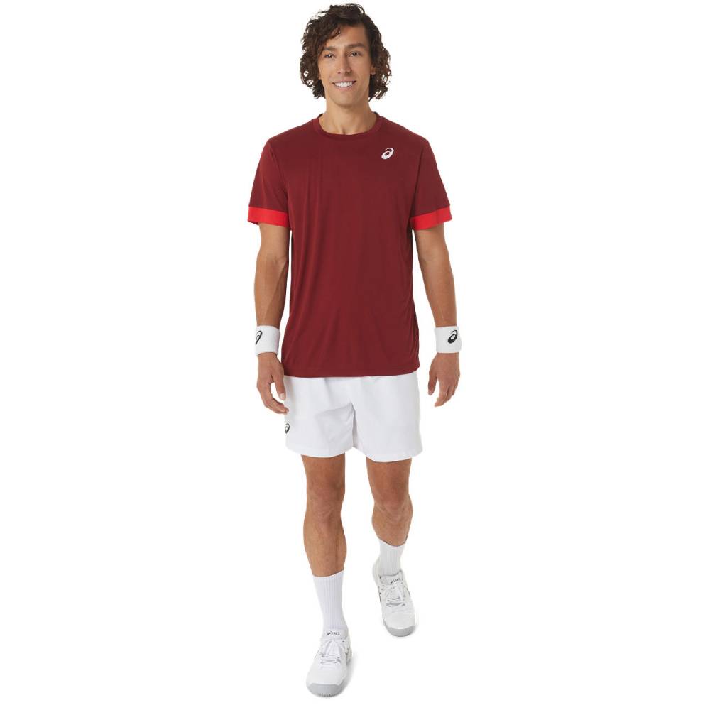 Asics Men's Court Short Sleeve Top (Beet Juice/Classic Red)