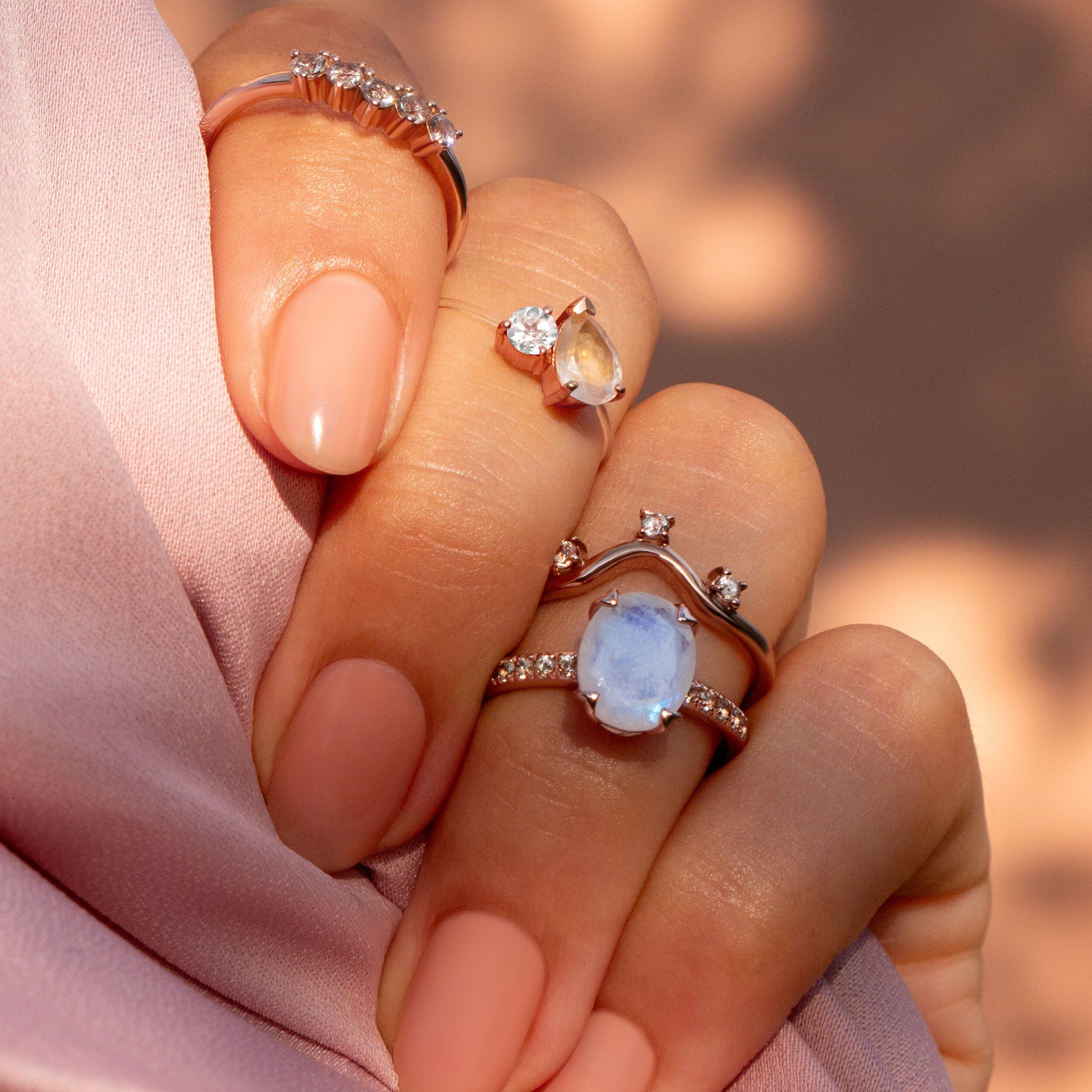 Floating Ring - Toi Et Moi Moonstone & White Topaz、mySite、hinf8tx79