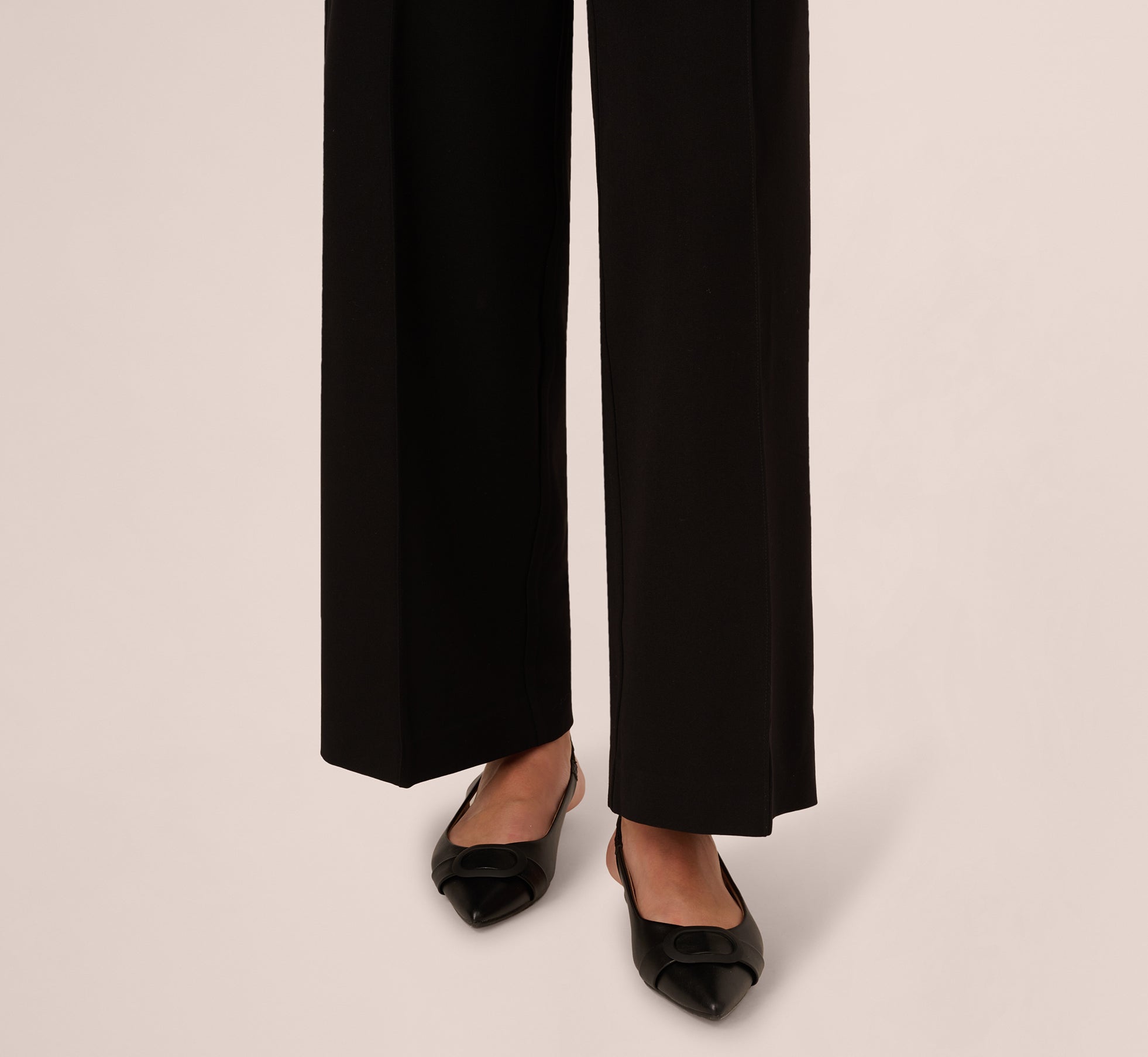 Twill Zip Fly Belted Wide Leg Pant In Black、mySite、solidvoid