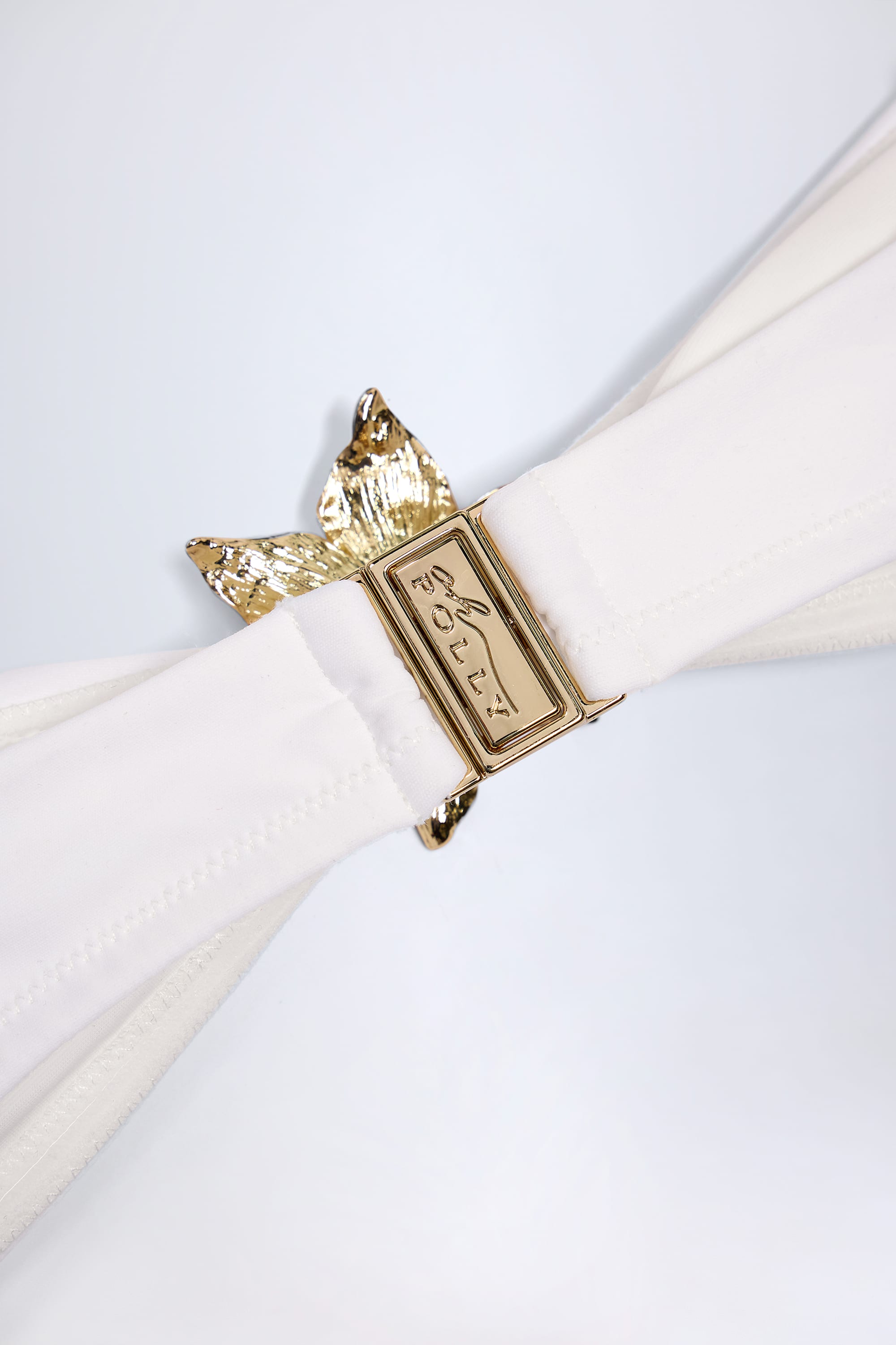  Hardware-Detail Halterneck Bikini Top in White、mySite、sugarbowlscore