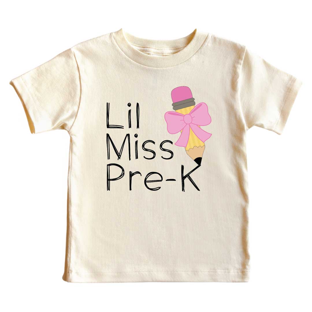 Lil Miss Pre-K Kids Graphic Tee | Natural、mySite、layawaytickets