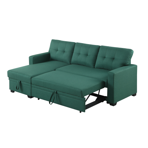 Upholstered Pull out Sectional Sofa with Chaise、、casual