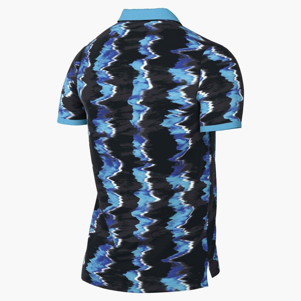 Nike Men's Dri-FIT Printed Slim Polo (Black/Blue)