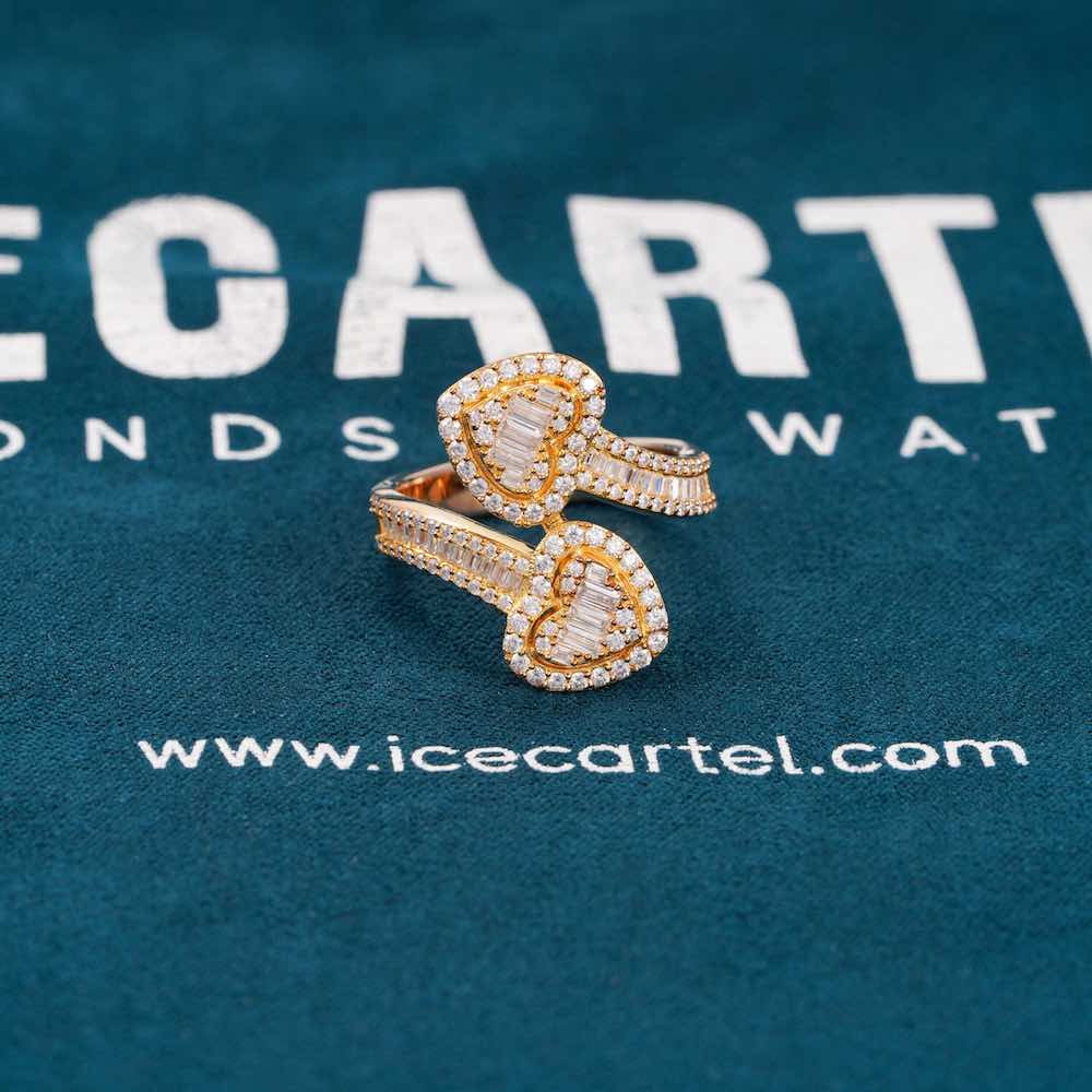 Moissanite Double Heart Baguette Ring 14k、mySite、hinf8tx79