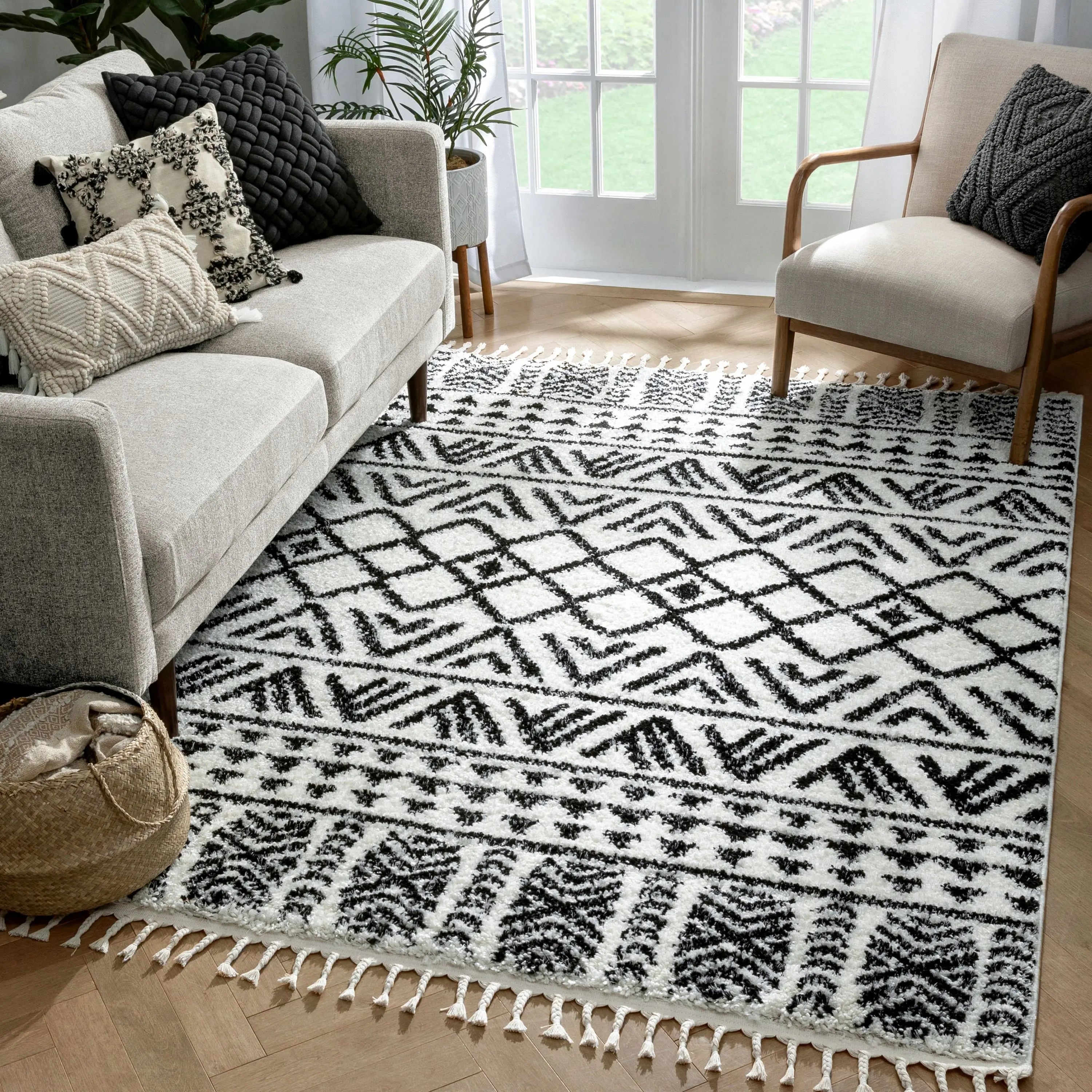 Tayanna Tribal Moroccan Ivory Shag Rug、mySite、gigharbornorthrealestate