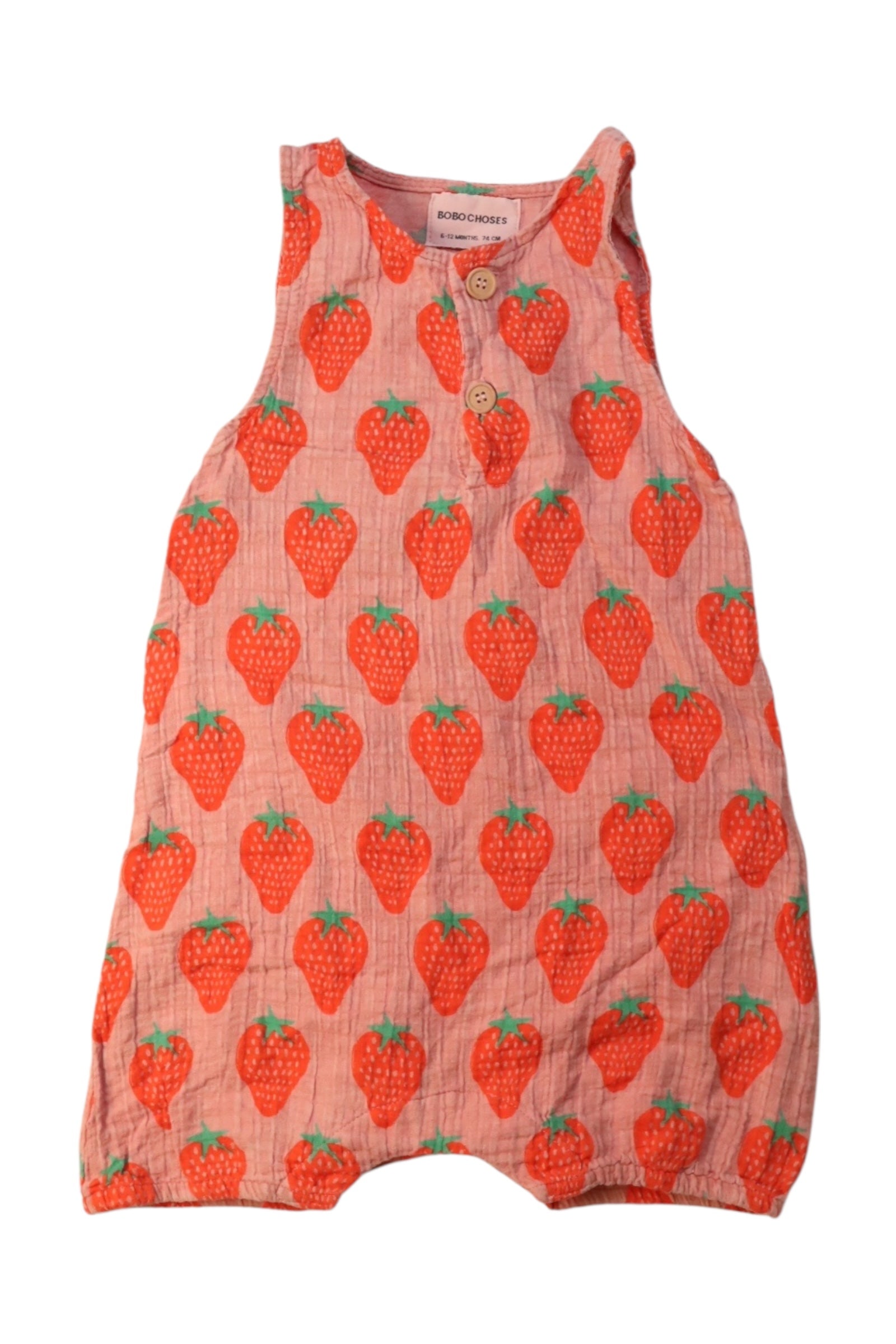 Bobo Choses Strawberry Print Sleeveless Romper 6-12M、mySite、g9winljtr