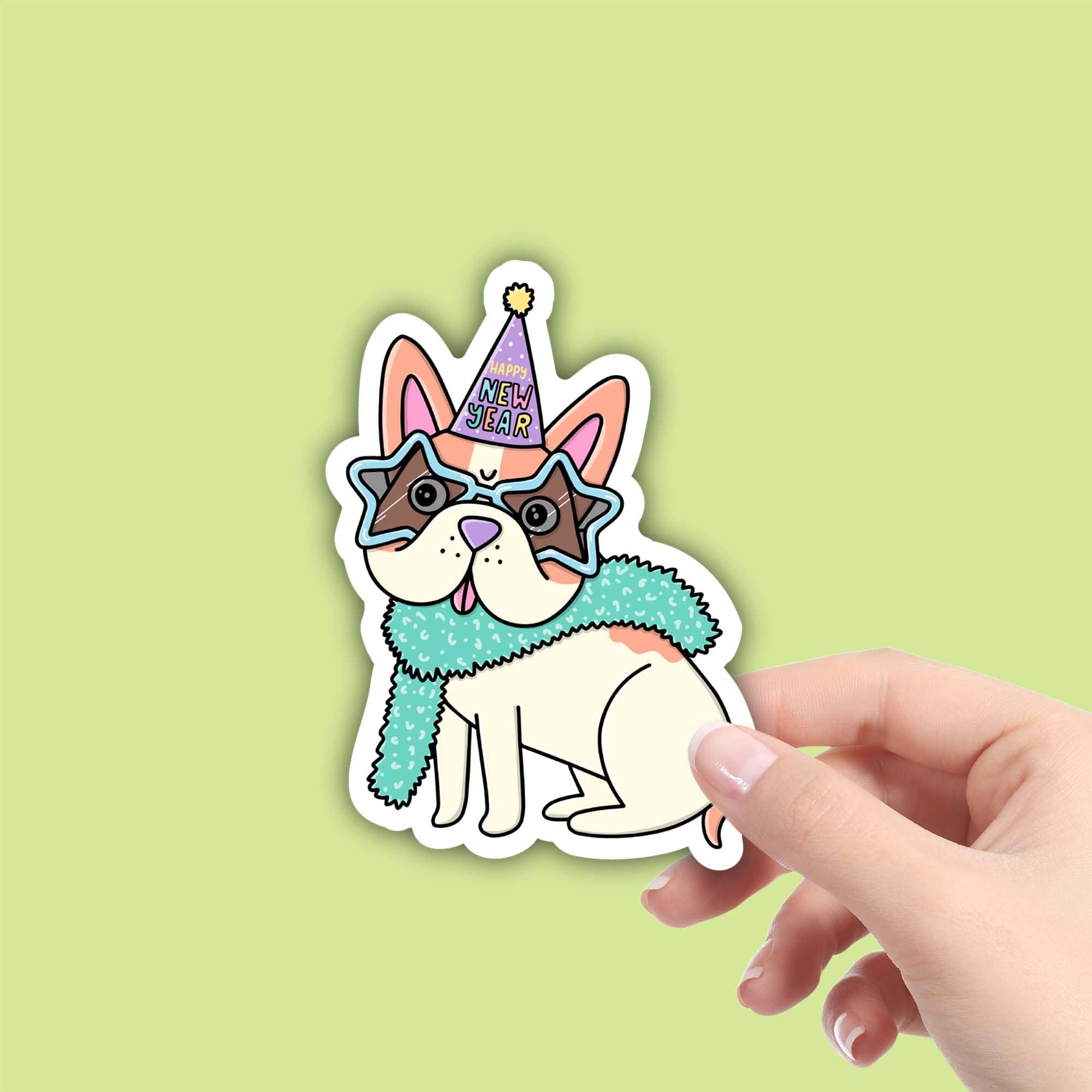  Happy New Year French Bulldog Sticker、mySite、ghnorth