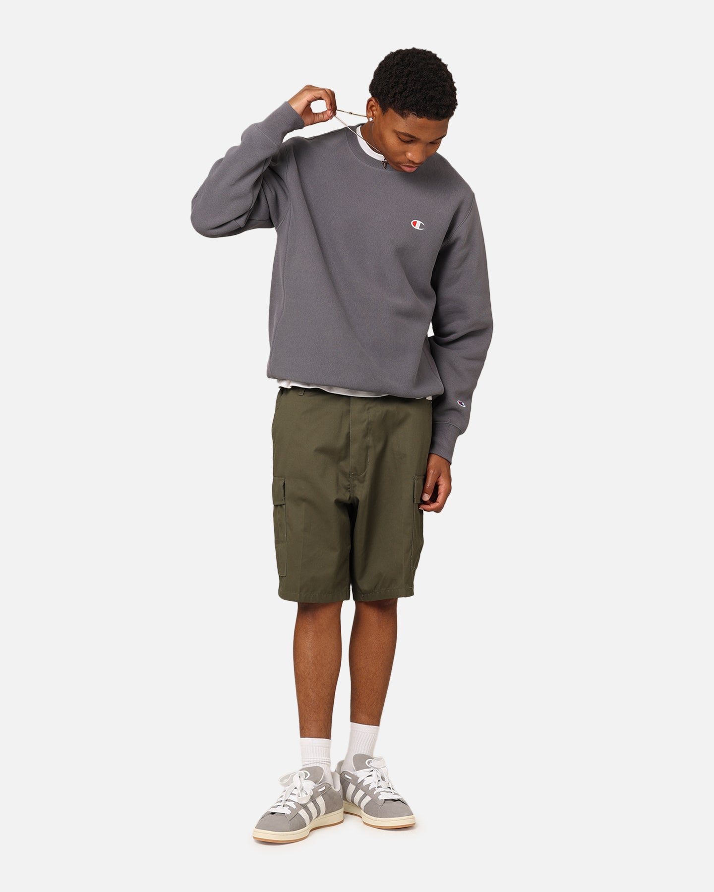 Champion Reverse Weave Small C Crewneck Grey Ocean、mySite、zt4zffjzw