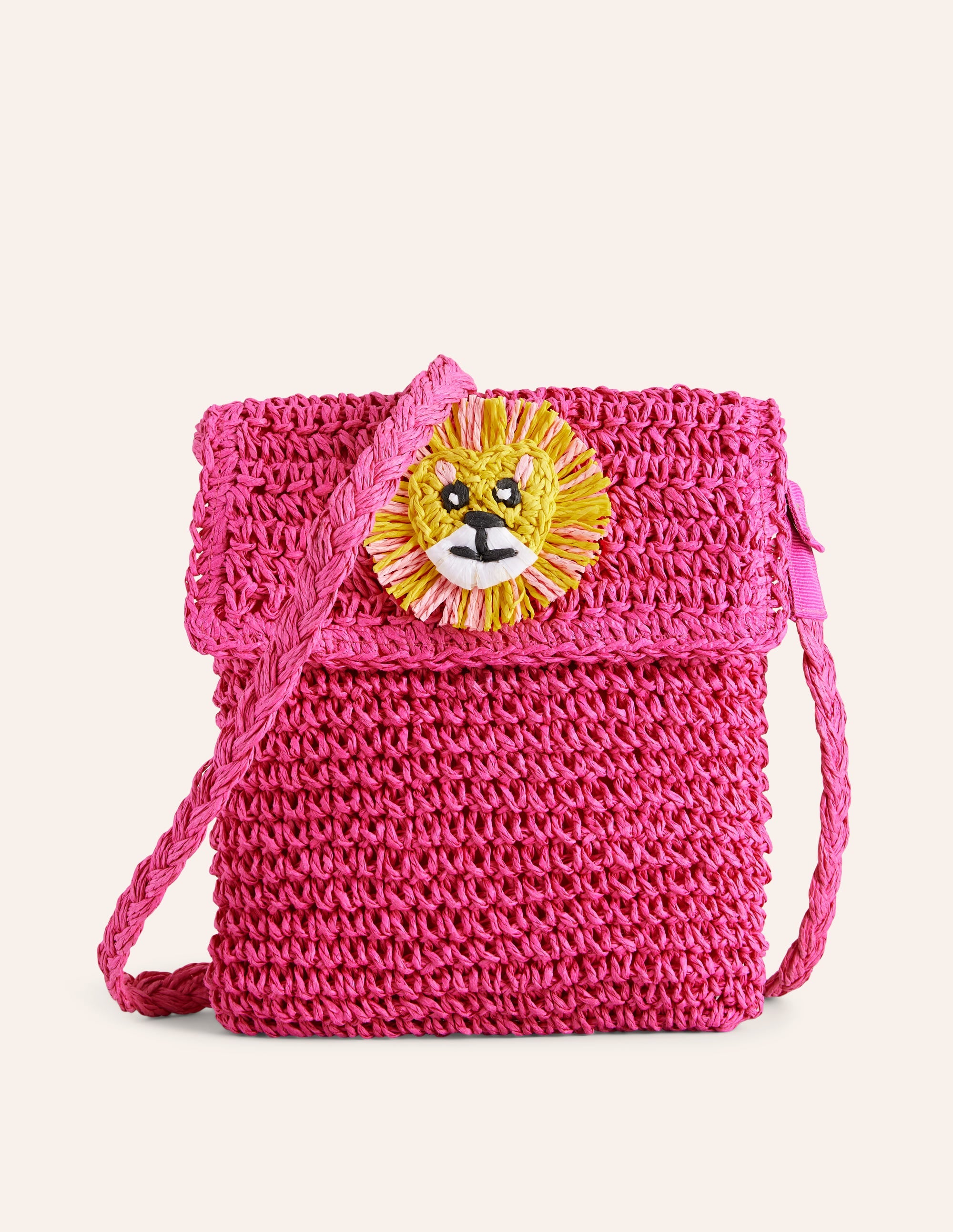  Cross-Body Straw Bag-Pink Lion Appliqu茅、mySite、ashleygrahame