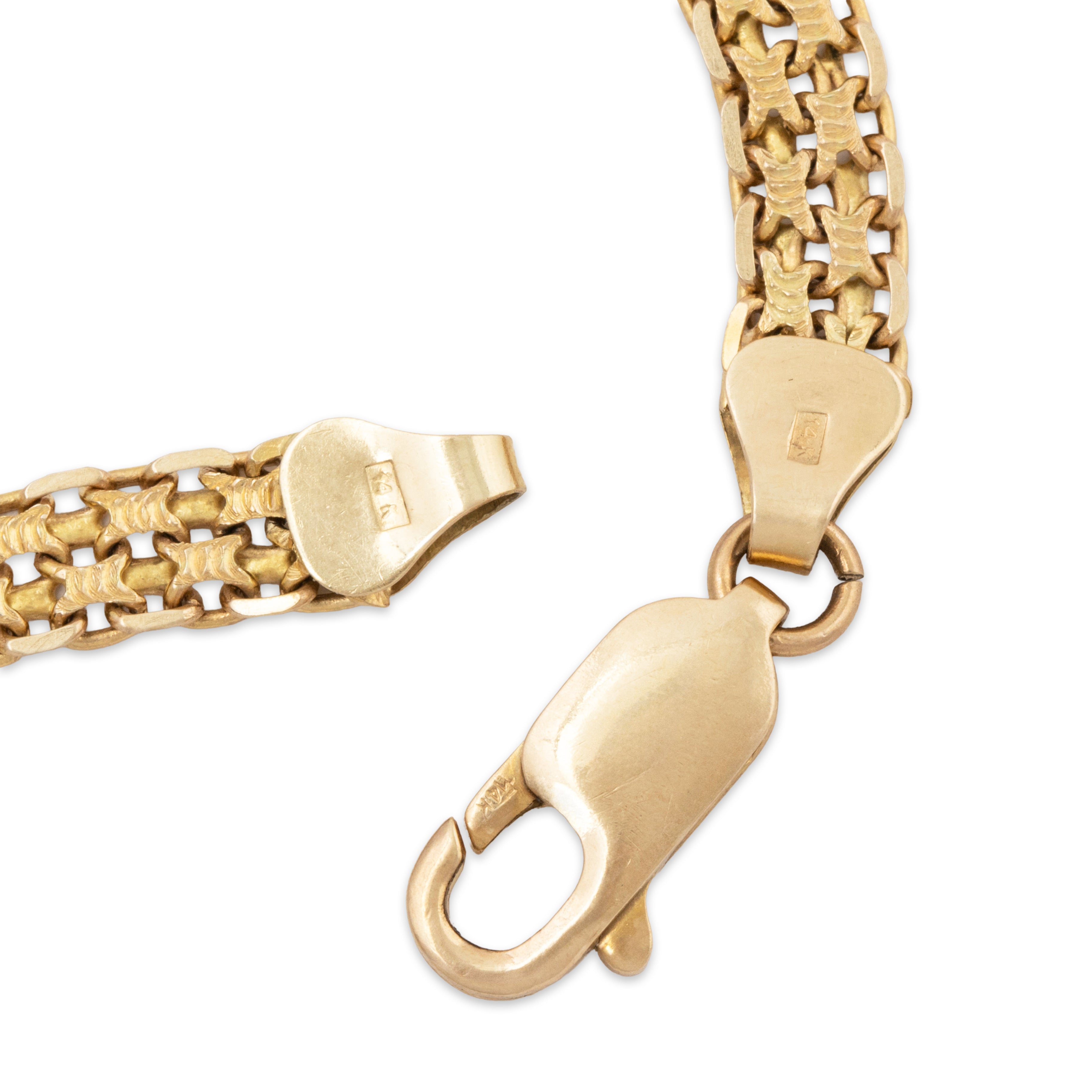 Vintage Italian 14k Yellow Gold Flat Chain Bracelet 7、mySite、hinf8tx79