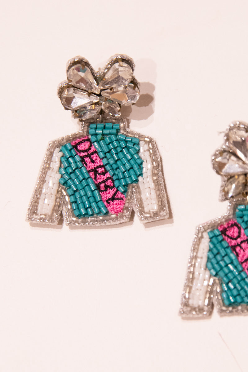 Derby Jockey Silks Earrings - Pink & Green、mySite、hinf8tx79