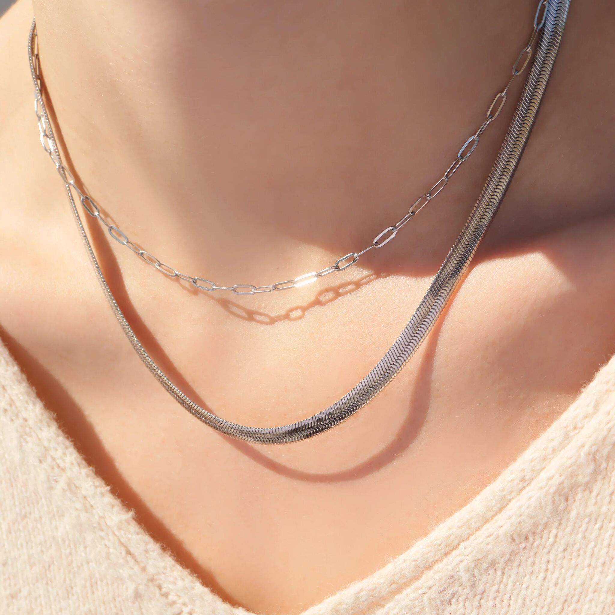 Stainless Steel Paperclip Chain Necklace / CHN9761、mySite、dreamappss
