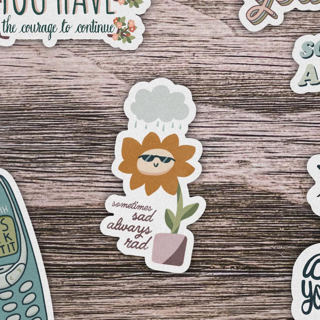  Sometimes Sad Always Rad Flower Mental Health Sticker、mySite、elrpsem3k