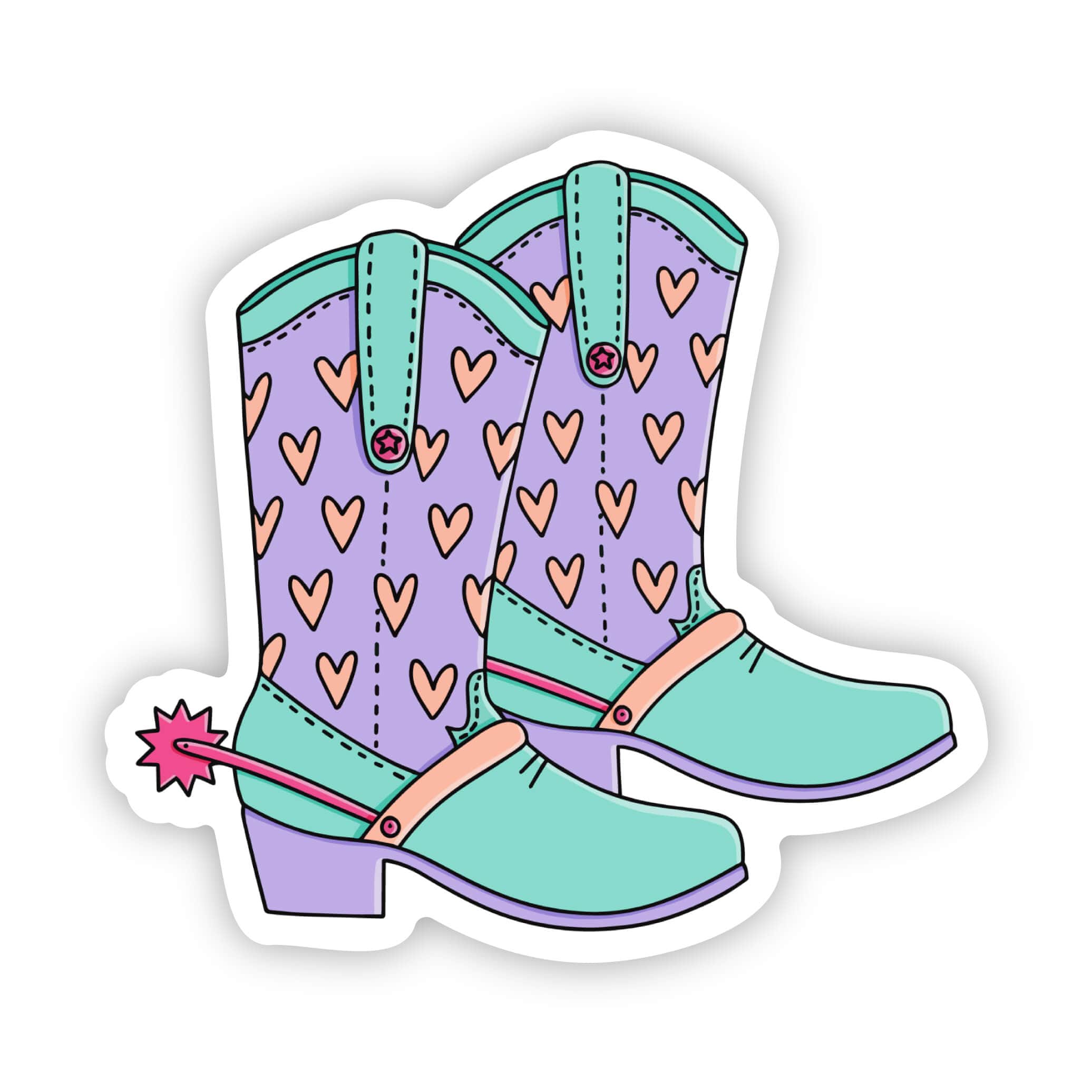  Blue and Purple Heart Cowboy Boots Sticker、mySite、elrpsem3k