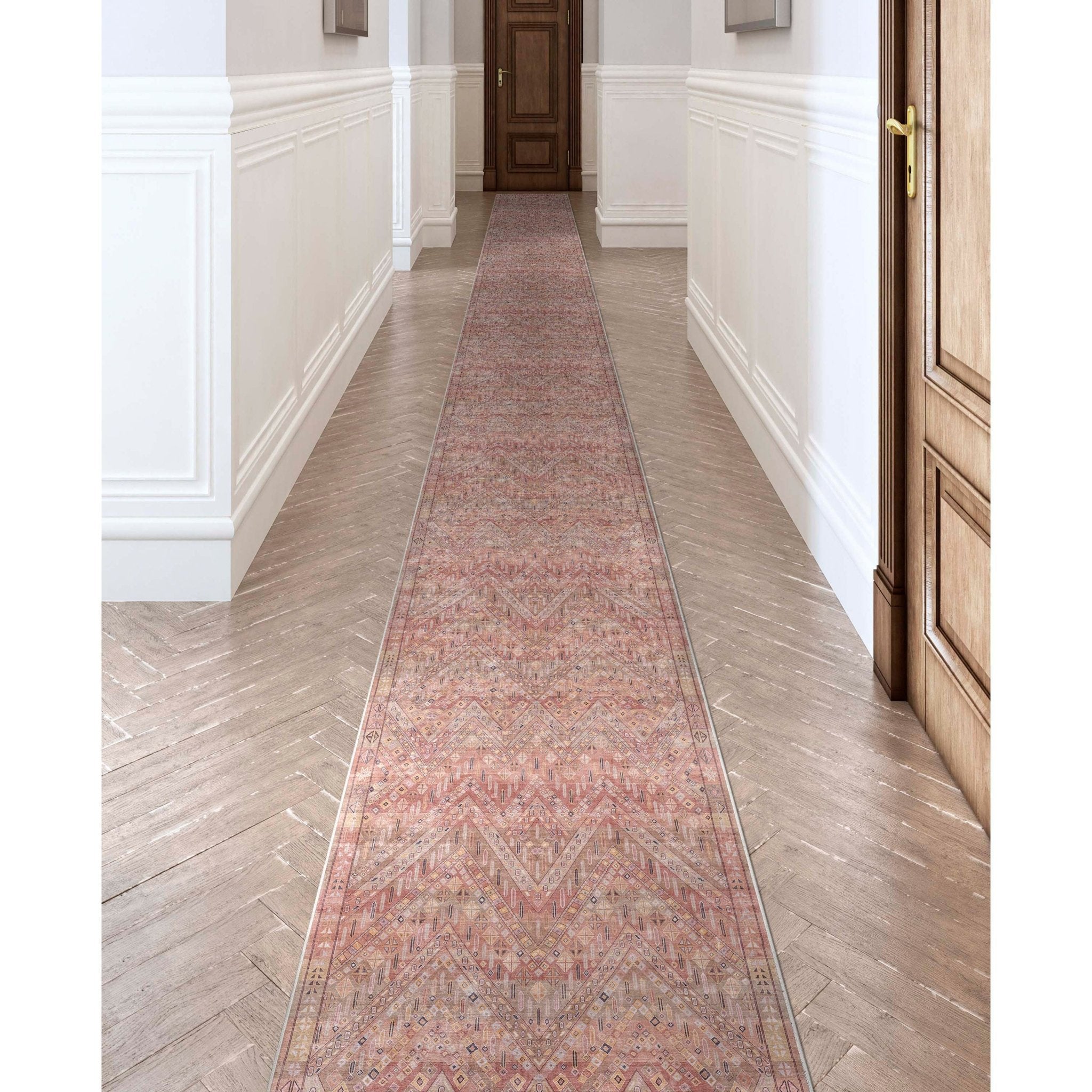 Custom Size Runner Anya Vintage Tribal Red Choose Your Width x Choose Your Length Hallway Runner Rug、mySite、gigharbornorthrealestate