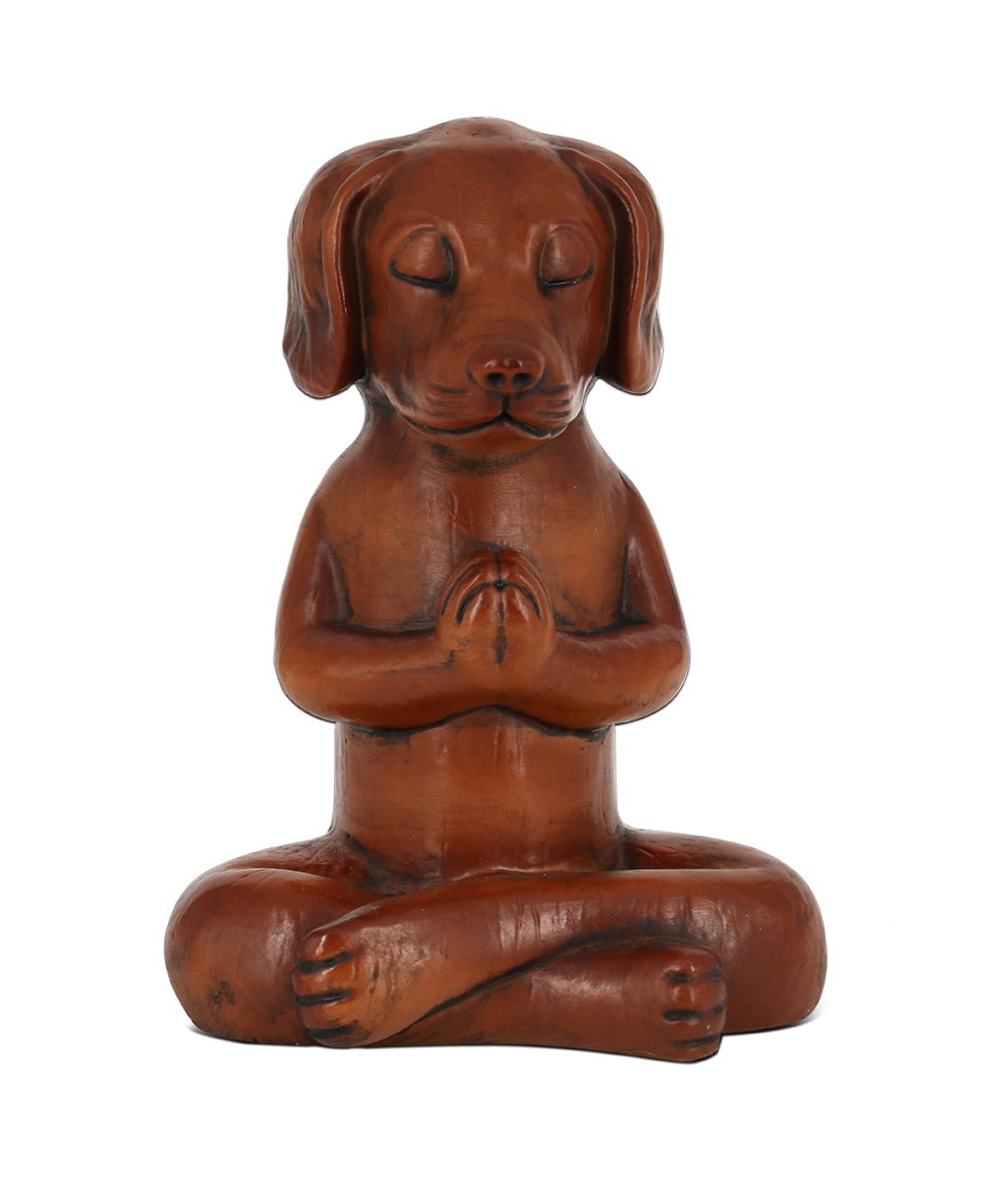 Namaste Dog Statue in Rich Mahogany Tone、mySite、topwebapps