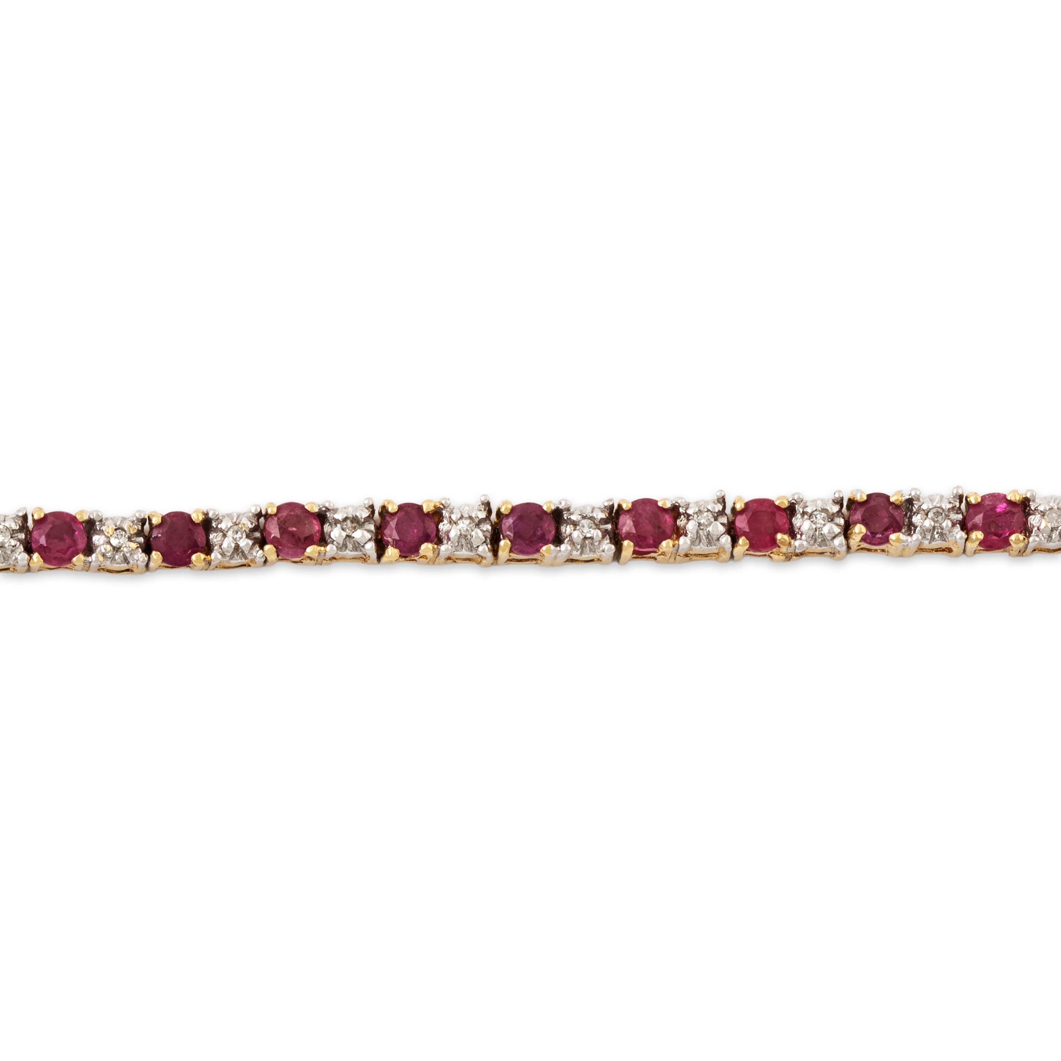 Vintage 14k Yellow Gold 2.7cttw Ruby Diamond Line Bracelet 7、mySite、hinf8tx79