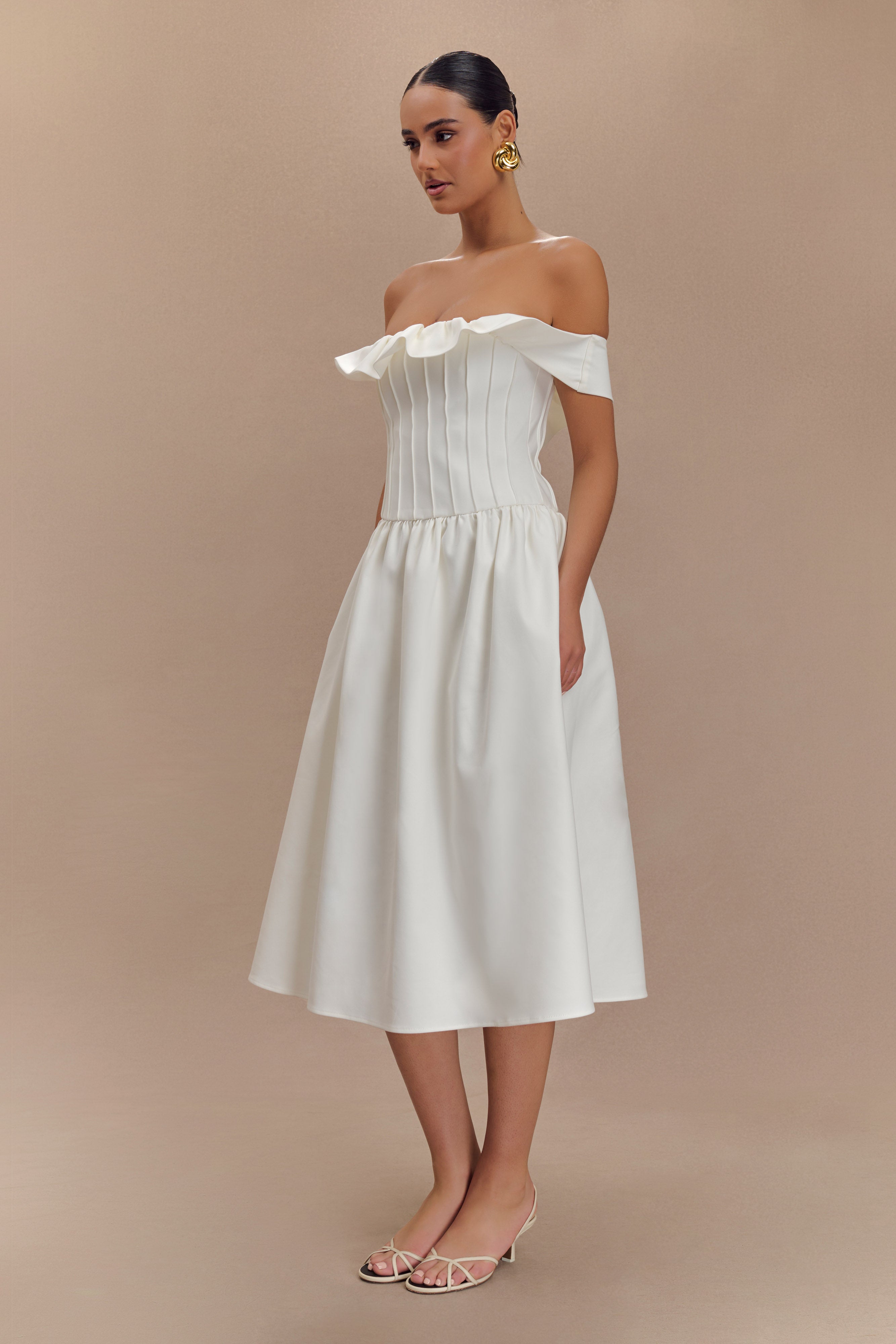 Orla Strapless Cotton Midi Dress - White、mySite、solidvoid